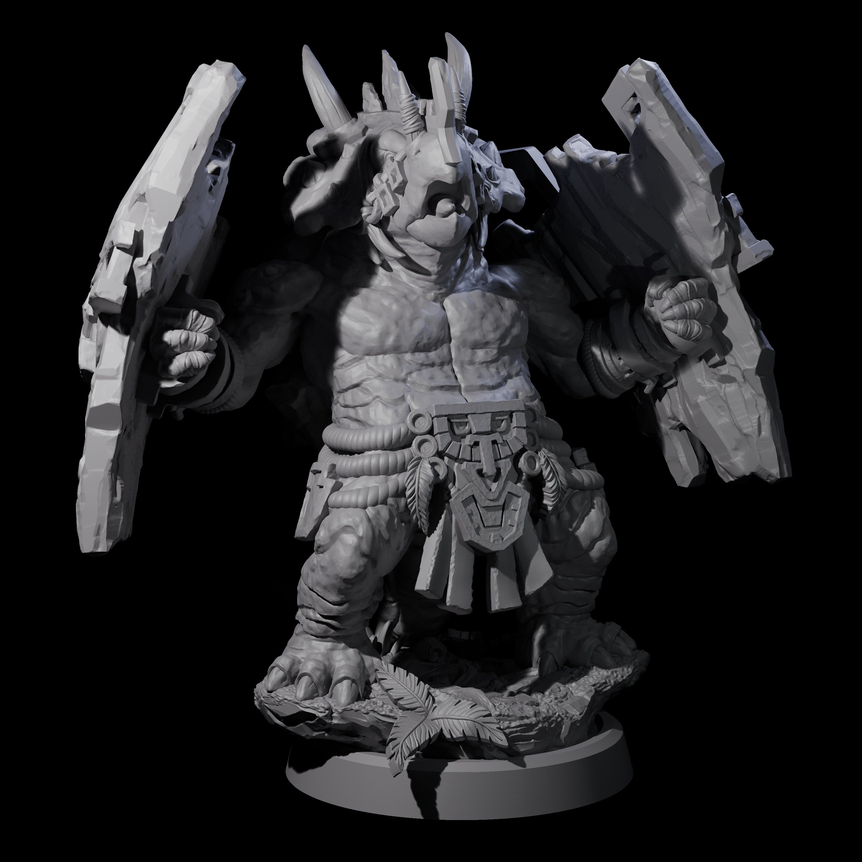 Armoured Triceratops Shield Fighter D Miniature for Dungeons and Dragons, Pathfinder or other TTRPGs