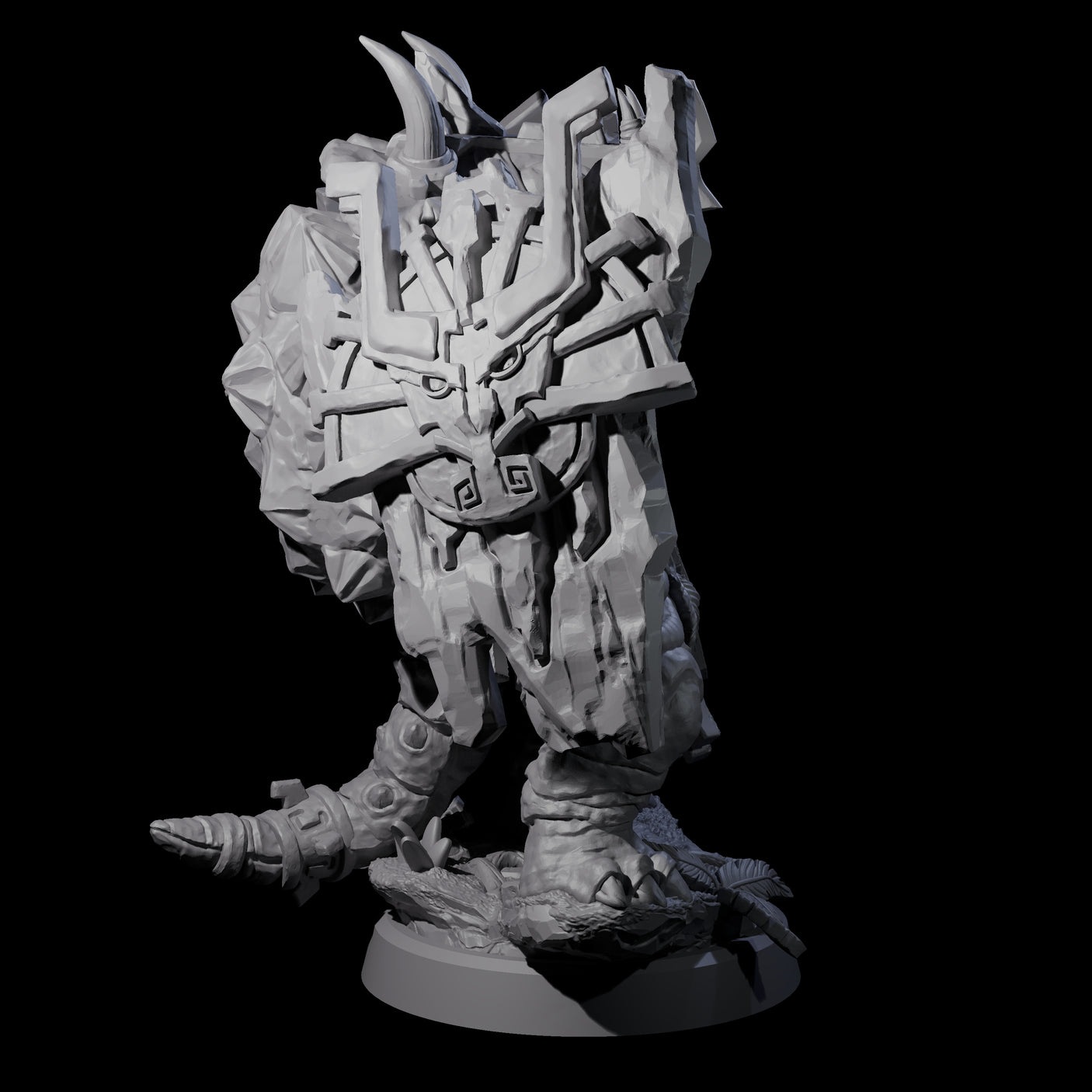 Armoured Triceratops Shield Fighter D Miniature for Dungeons and Dragons, Pathfinder or other TTRPGs