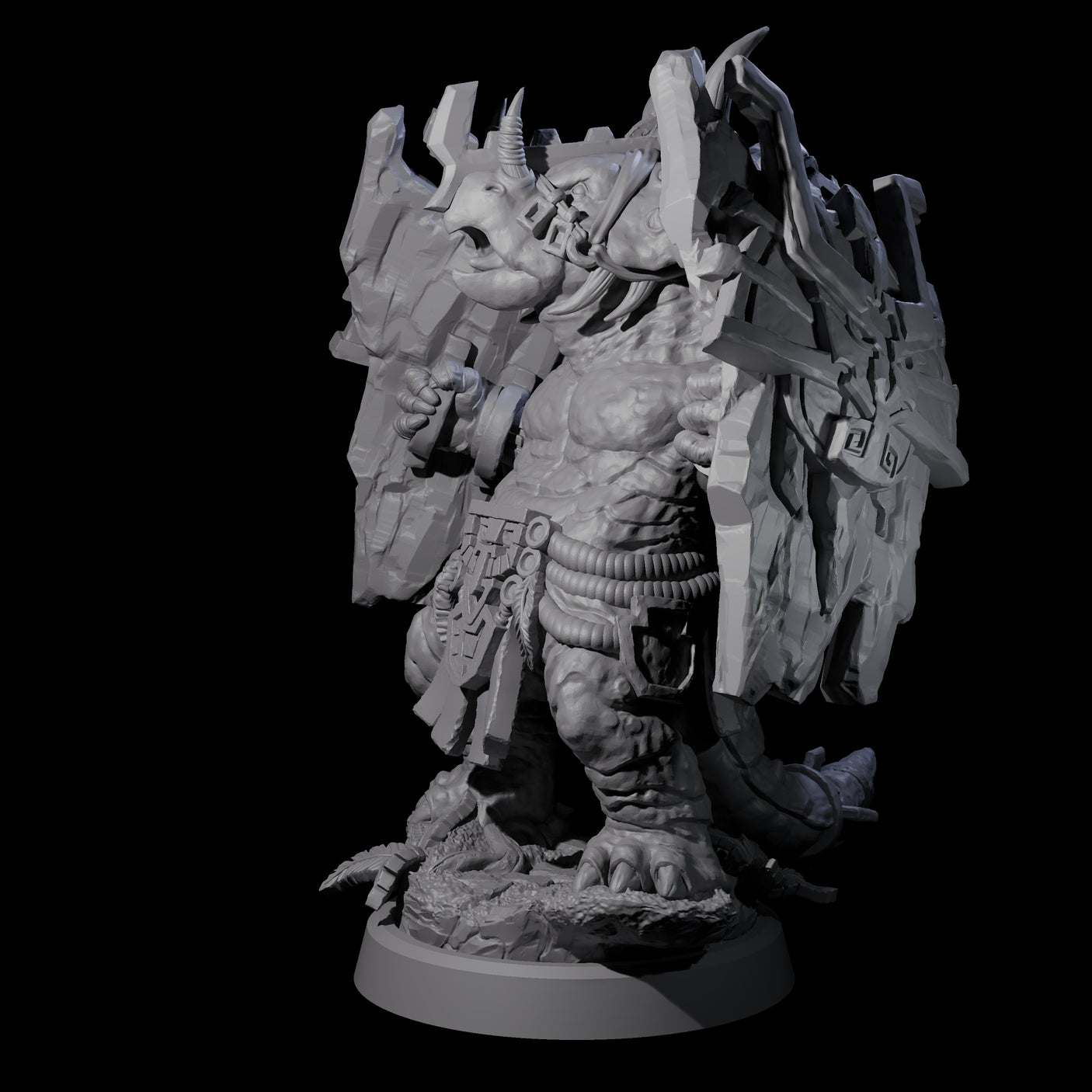 Armoured Triceratops Shield Fighter D Miniature for Dungeons and Dragons, Pathfinder or other TTRPGs