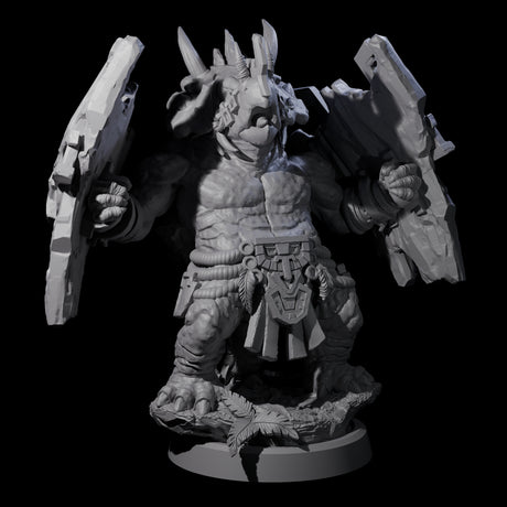 Armoured Triceratops Shield Fighter D Miniature for Dungeons and Dragons, Pathfinder or other TTRPGs