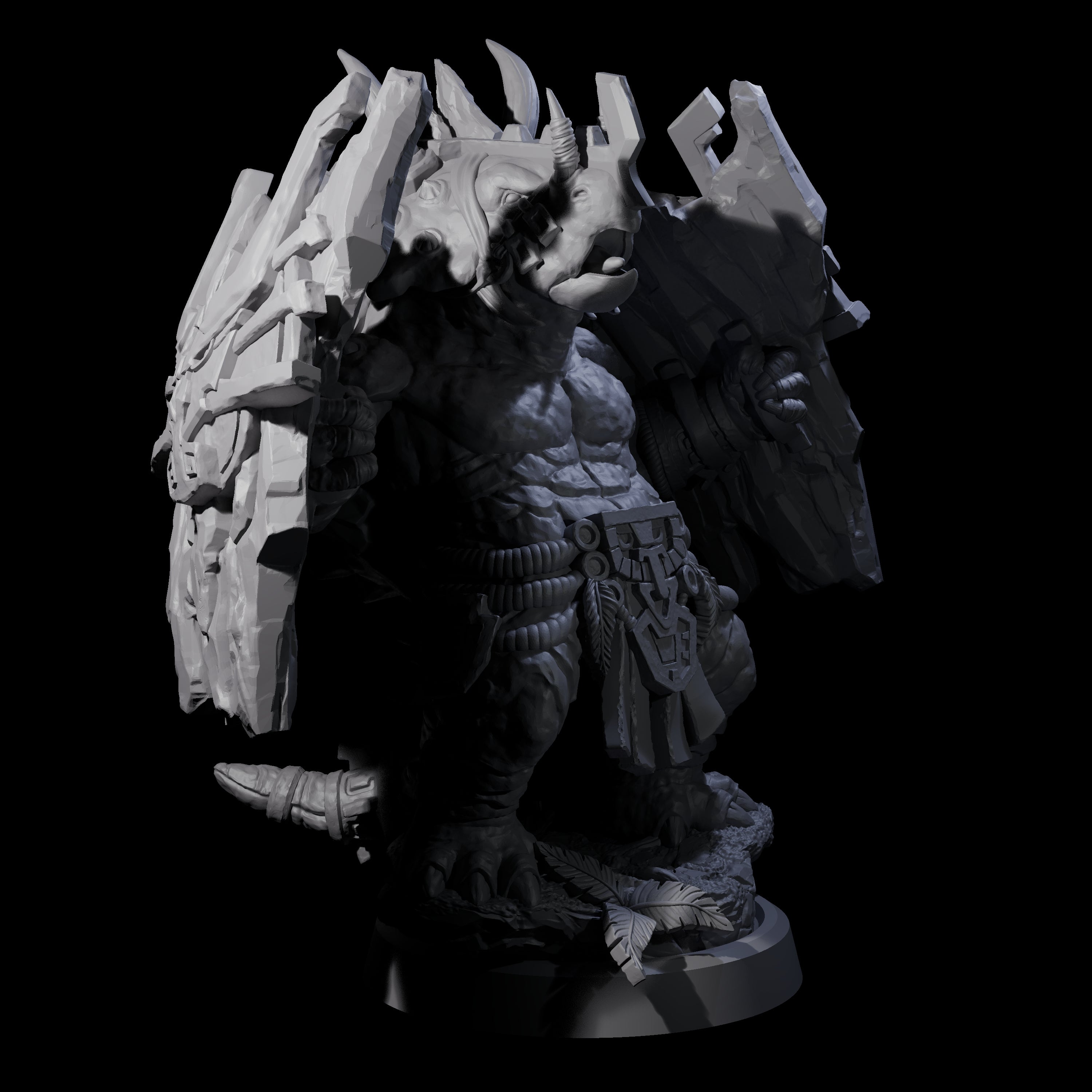 Armoured Triceratops Shield Fighter D Miniature for Dungeons and Dragons, Pathfinder or other TTRPGs