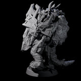 Armoured Triceratops Shield Fighter D Miniature for Dungeons and Dragons, Pathfinder or other TTRPGs