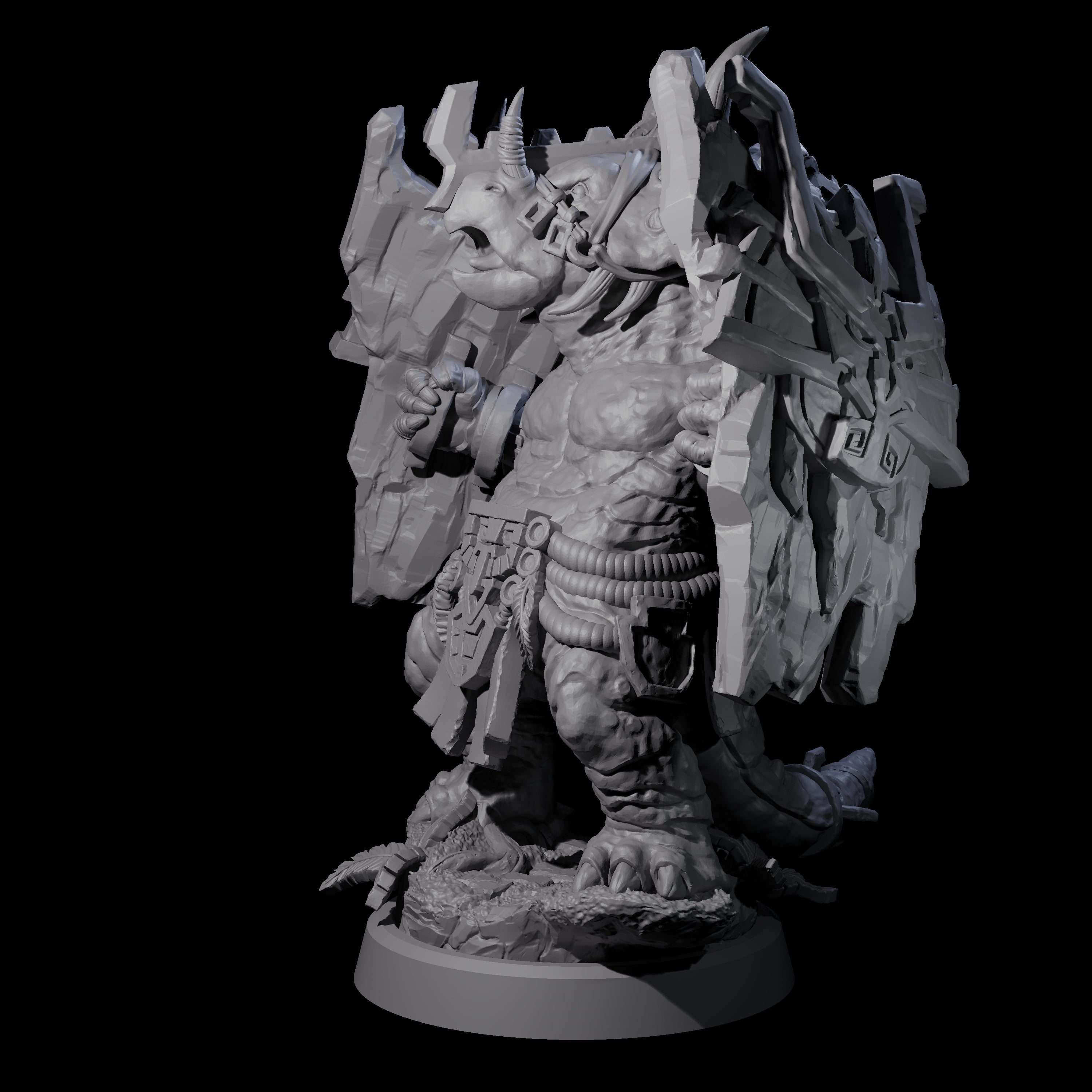 Armoured Triceratops Shield Fighter D Miniature for Dungeons and Dragons, Pathfinder or other TTRPGs