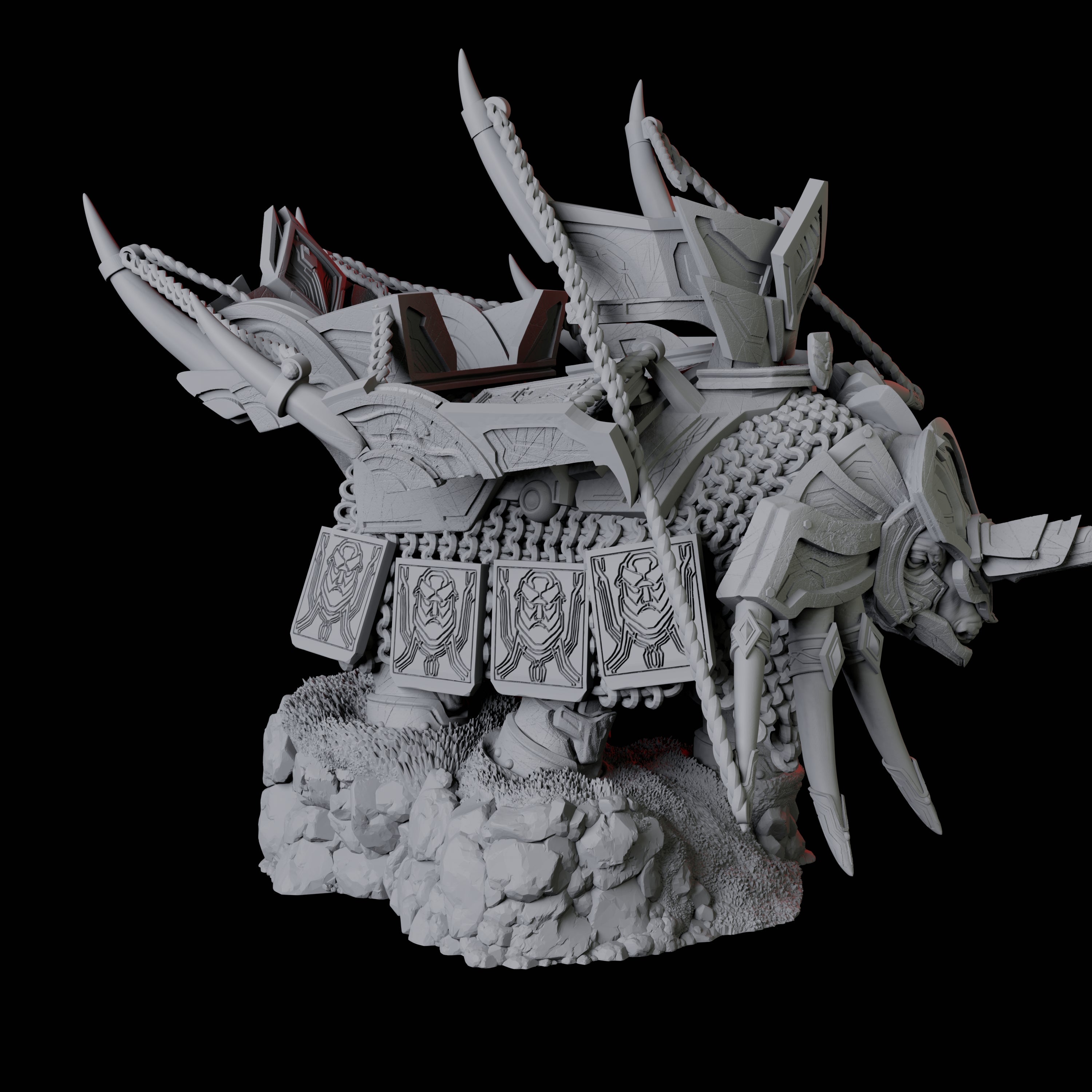 Armoured War Rhino Miniature for Dungeons and Dragons, Pathfinder or other TTRPGs