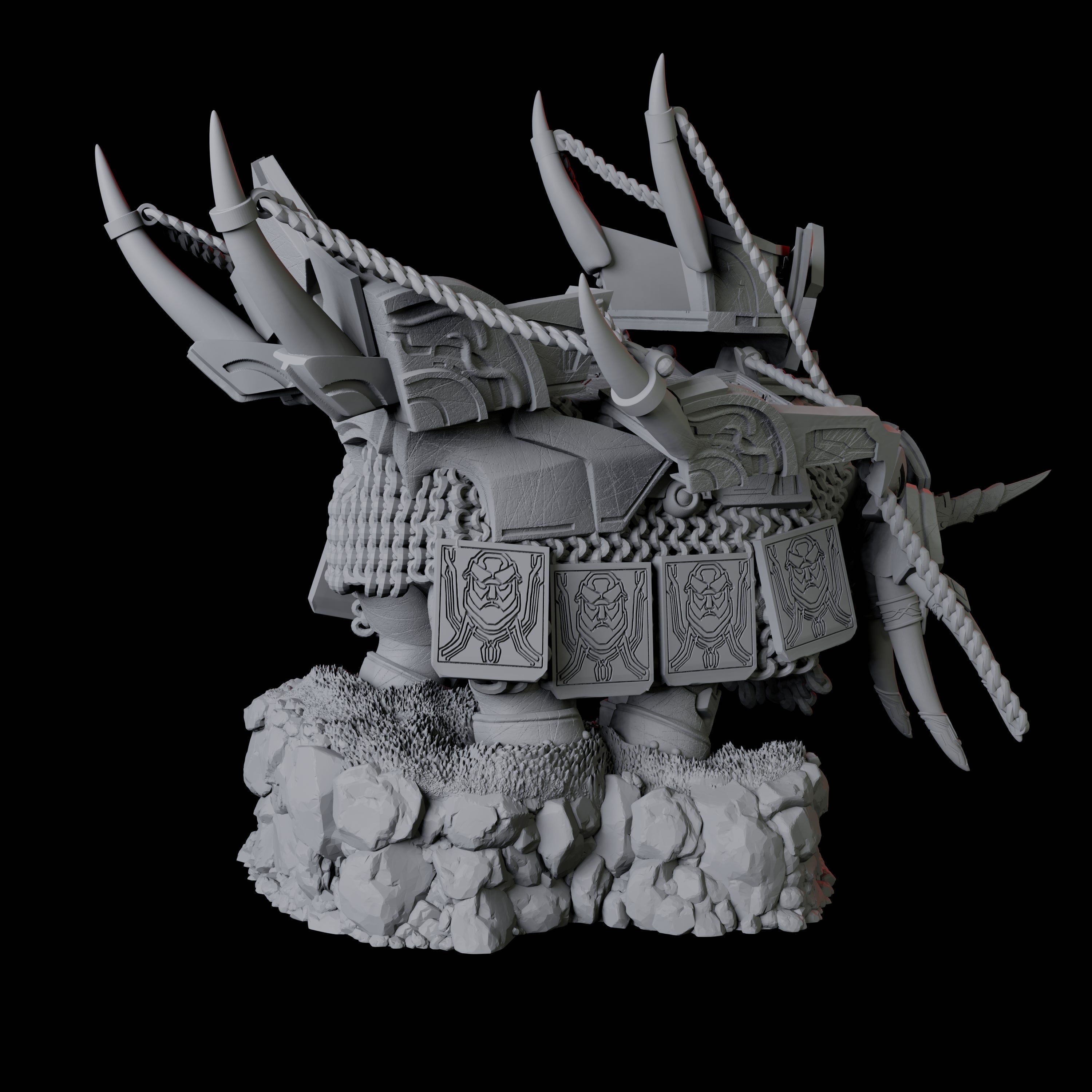 Armoured War Rhino Miniature for Dungeons and Dragons, Pathfinder or other TTRPGs