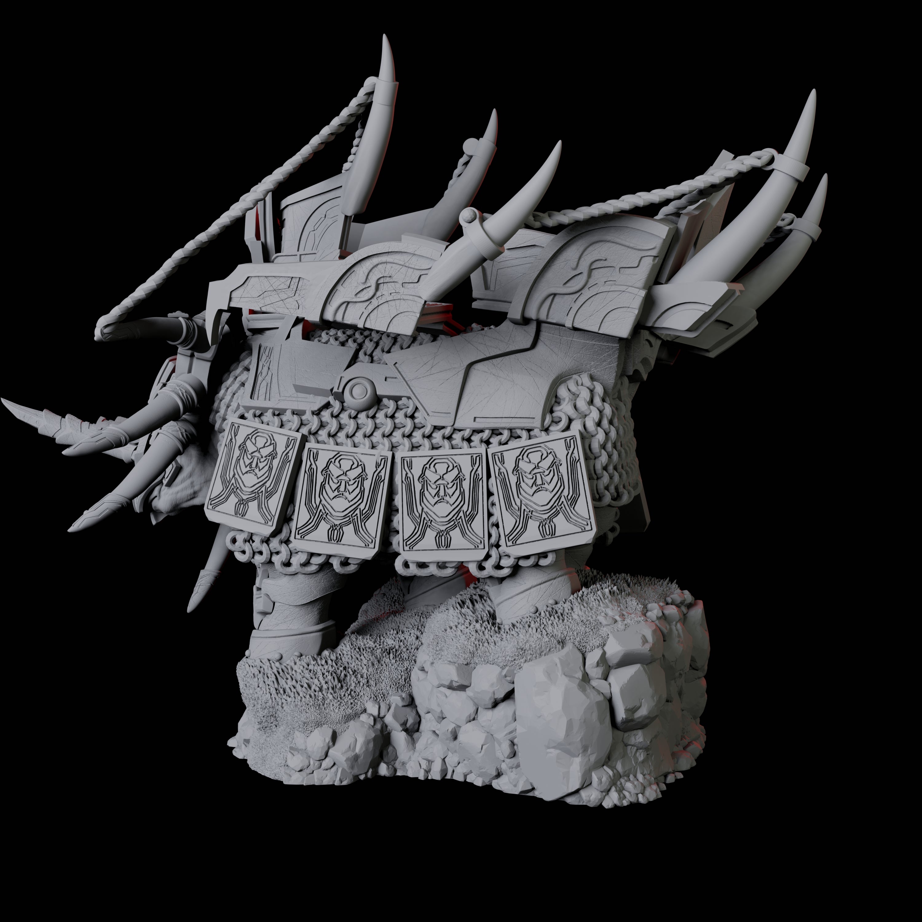 Armoured War Rhino Miniature for Dungeons and Dragons, Pathfinder or other TTRPGs