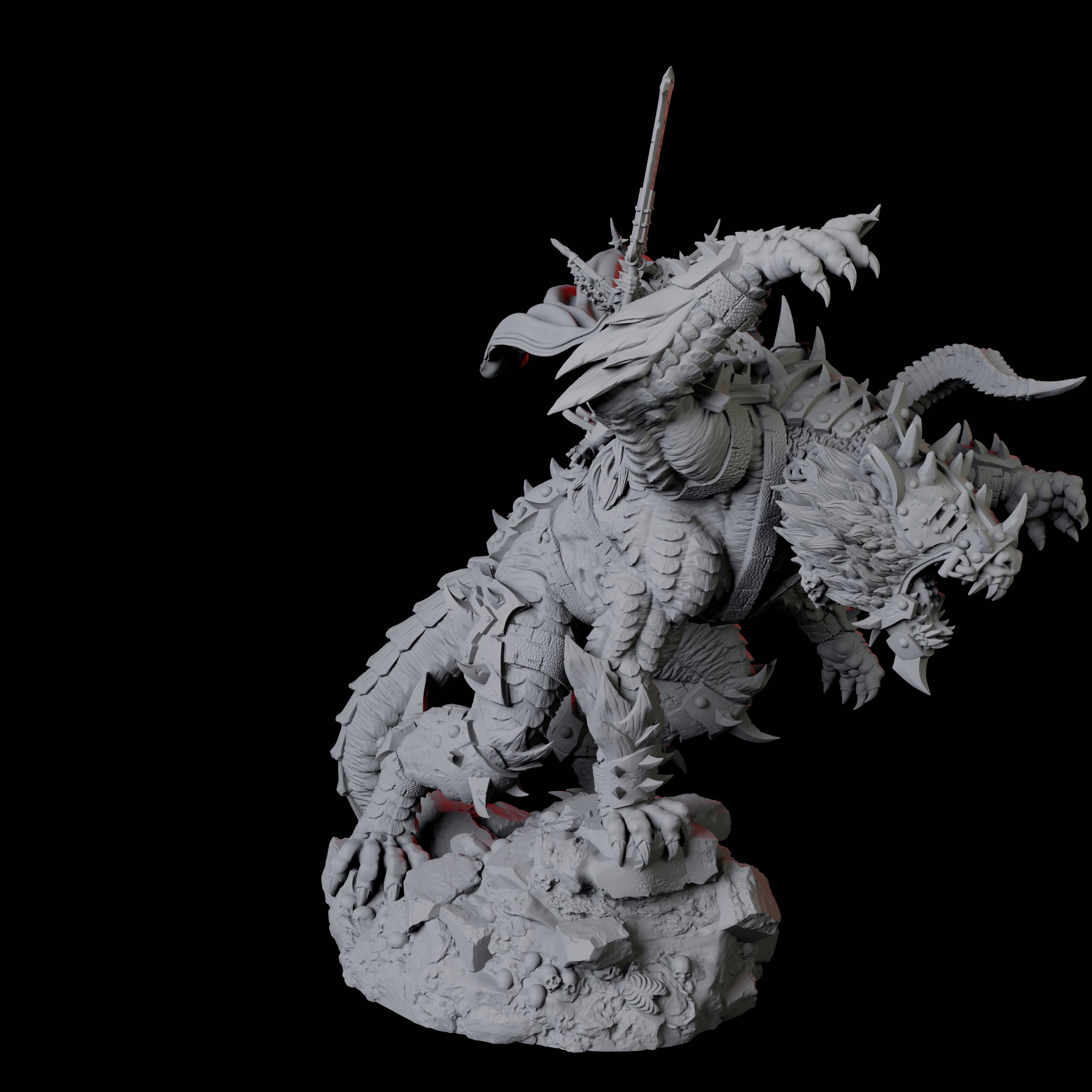 Armoured Warrior riding Udaak B Miniature for Dungeons and Dragons, Pathfinder or other TTRPGs