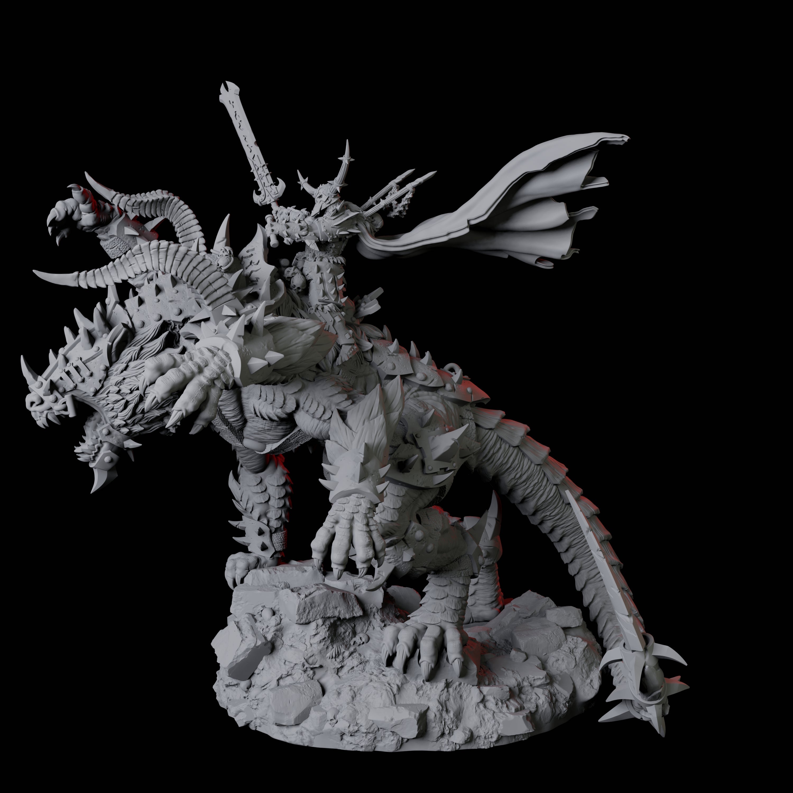 Armoured Warrior riding Udaak B Miniature for Dungeons and Dragons, Pathfinder or other TTRPGs