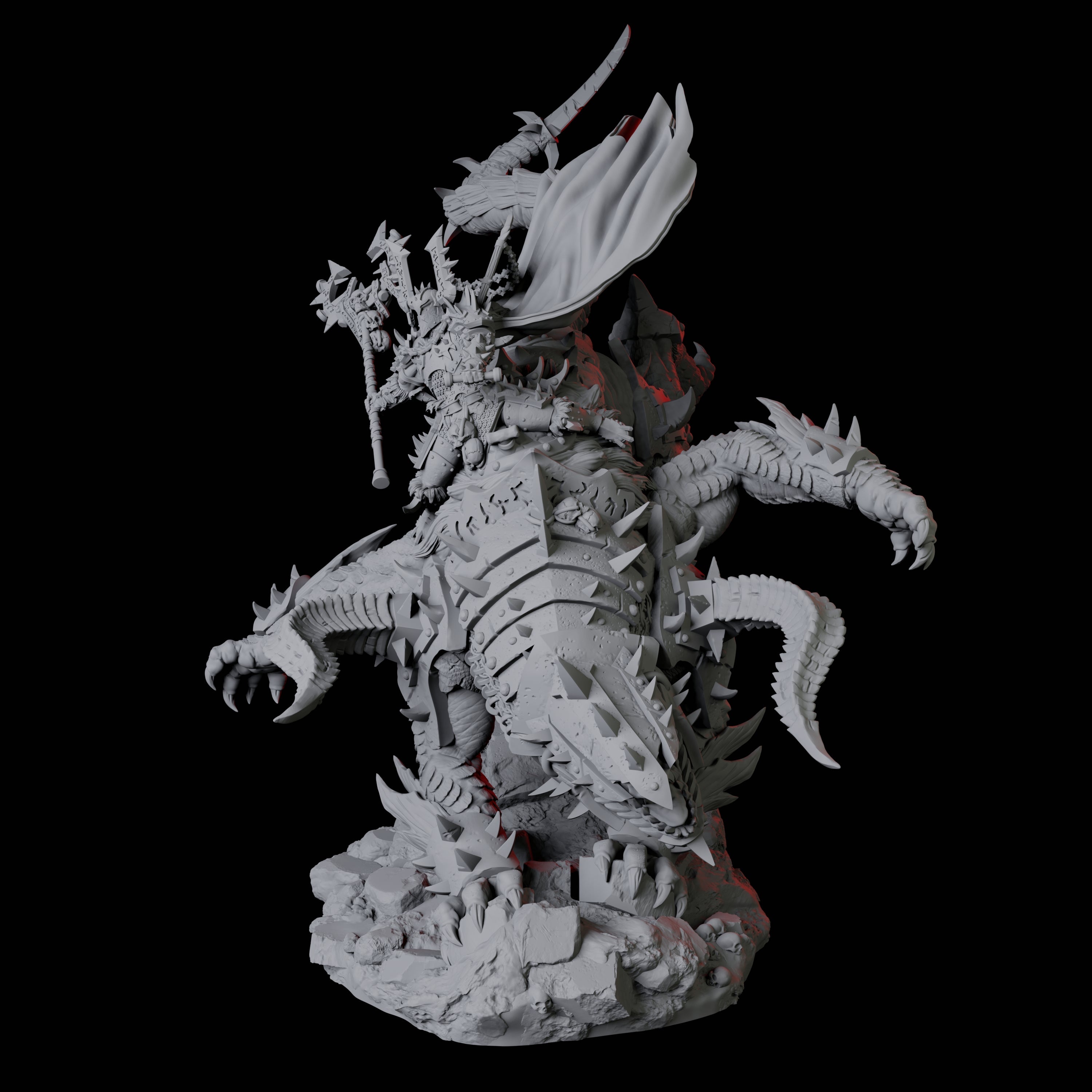 Armoured Warrior riding Udaak C Miniature for Dungeons and Dragons, Pathfinder or other TTRPGs