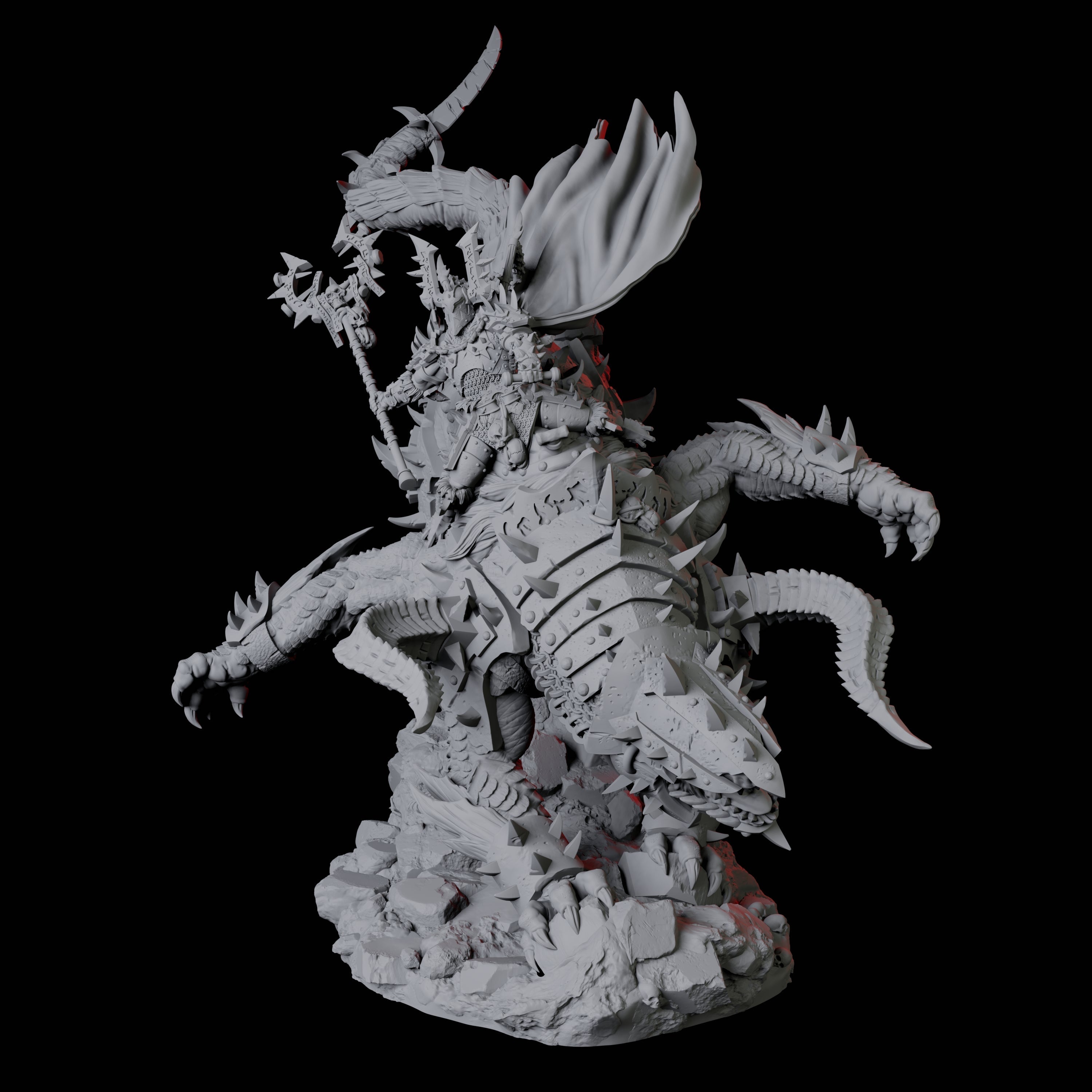 Armoured Warrior riding Udaak C Miniature for Dungeons and Dragons, Pathfinder or other TTRPGs