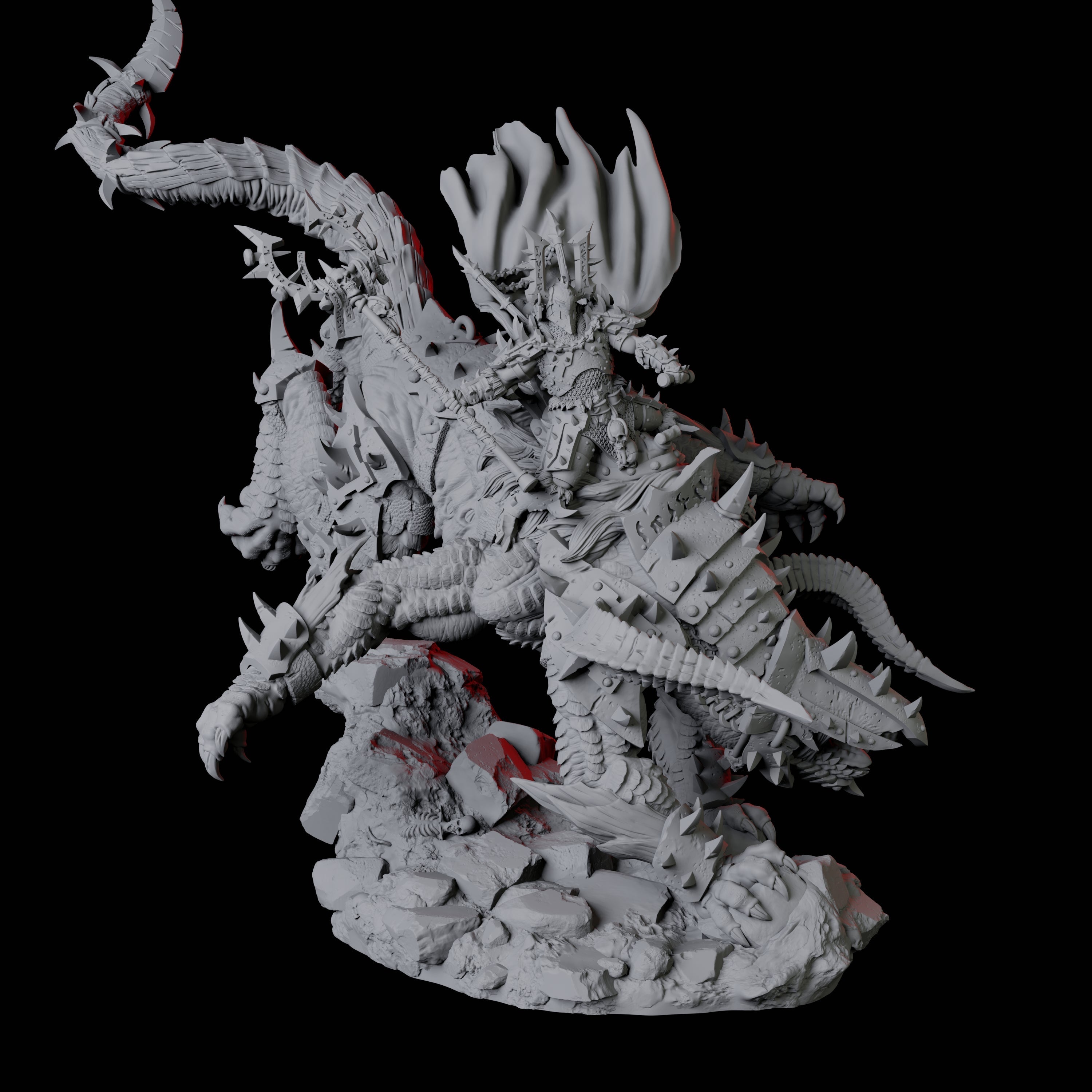 Armoured Warrior riding Udaak C Miniature for Dungeons and Dragons, Pathfinder or other TTRPGs