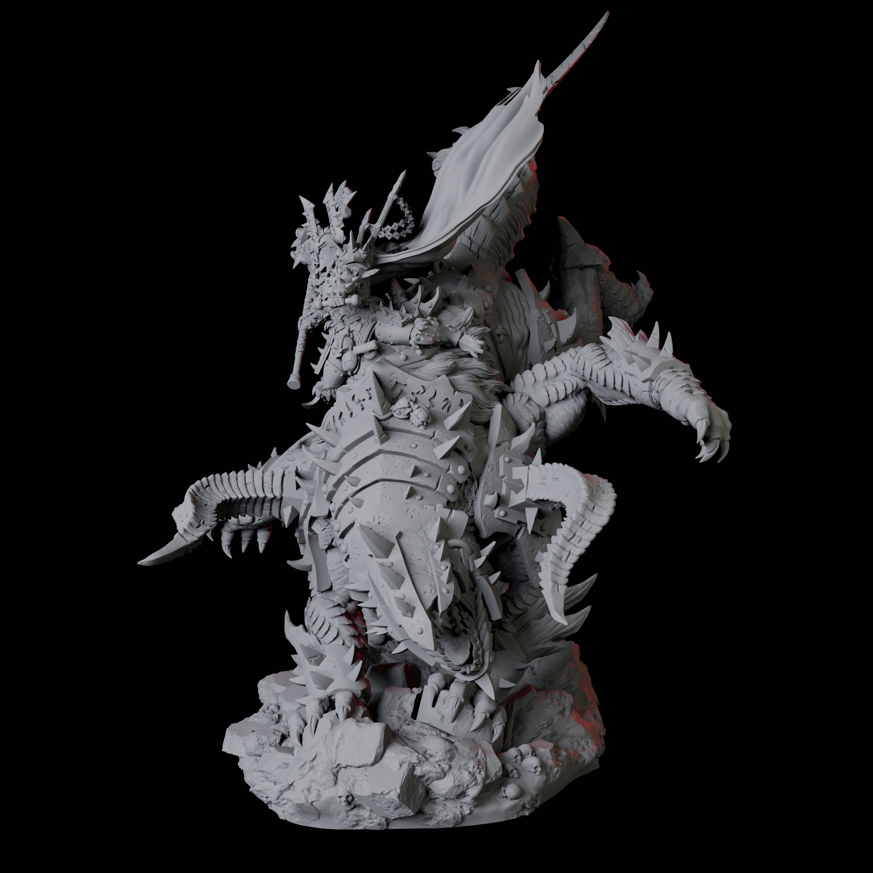 Armoured Warrior riding Udaak C Miniature for Dungeons and Dragons, Pathfinder or other TTRPGs