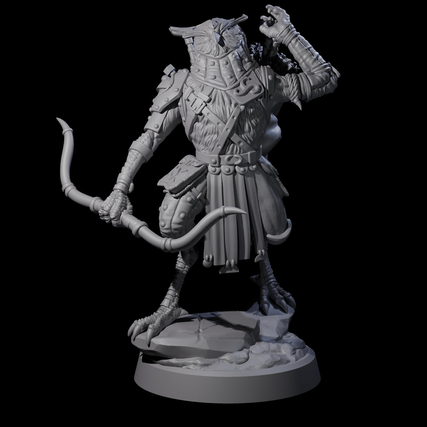 Arrow Pulling Owl Aarakocra Archer Miniature for Dungeons and Dragons, Pathfinder or other TTRPGs