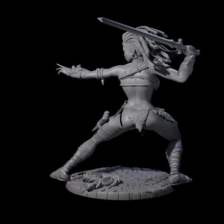 Ashara - Poised Human Barbarian Miniature for Dungeons and Dragons, Pathfinder or other TTRPGs