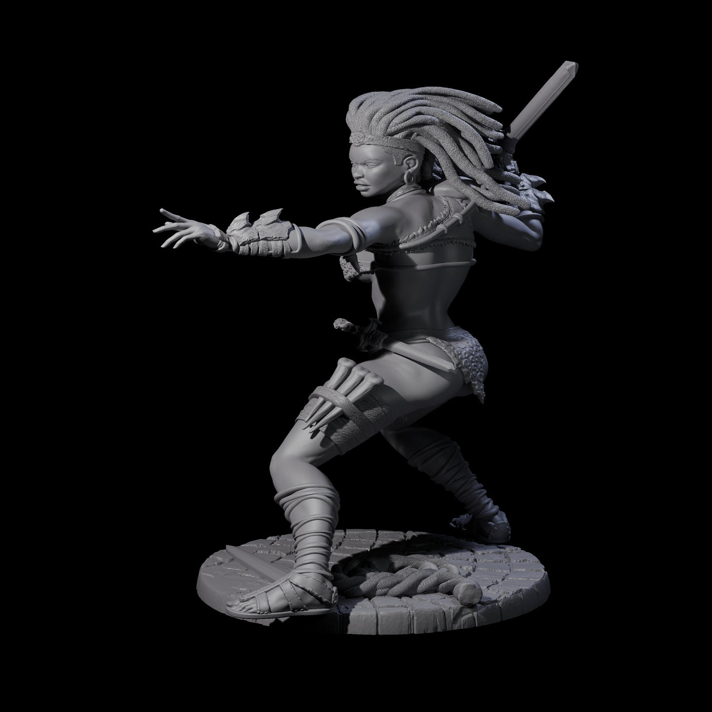 Ashara - Poised Human Barbarian Miniature for Dungeons and Dragons, Pathfinder or other TTRPGs