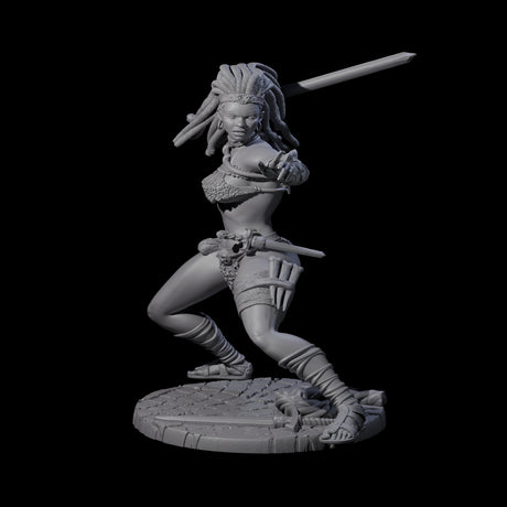 Ashara - Poised Human Barbarian Miniature for Dungeons and Dragons, Pathfinder or other TTRPGs