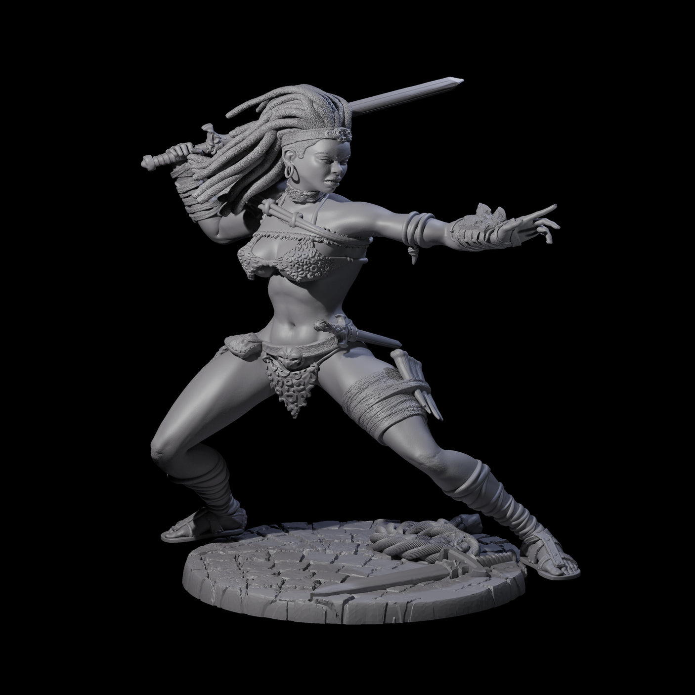 Ashara - Poised Human Barbarian Miniature for Dungeons and Dragons, Pathfinder or other TTRPGs