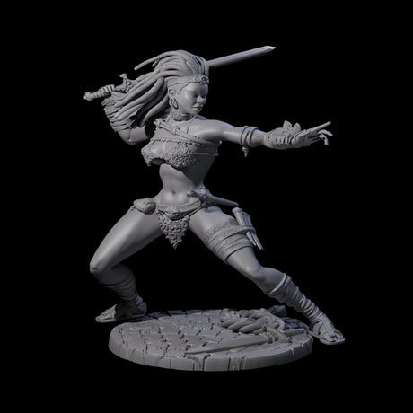 Ashara - Poised Human Barbarian Miniature for Dungeons and Dragons, Pathfinder or other TTRPGs