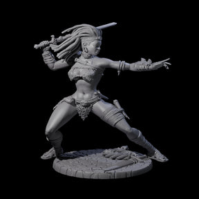 Ashara - Poised Human Barbarian Miniature for Dungeons and Dragons, Pathfinder or other TTRPGs