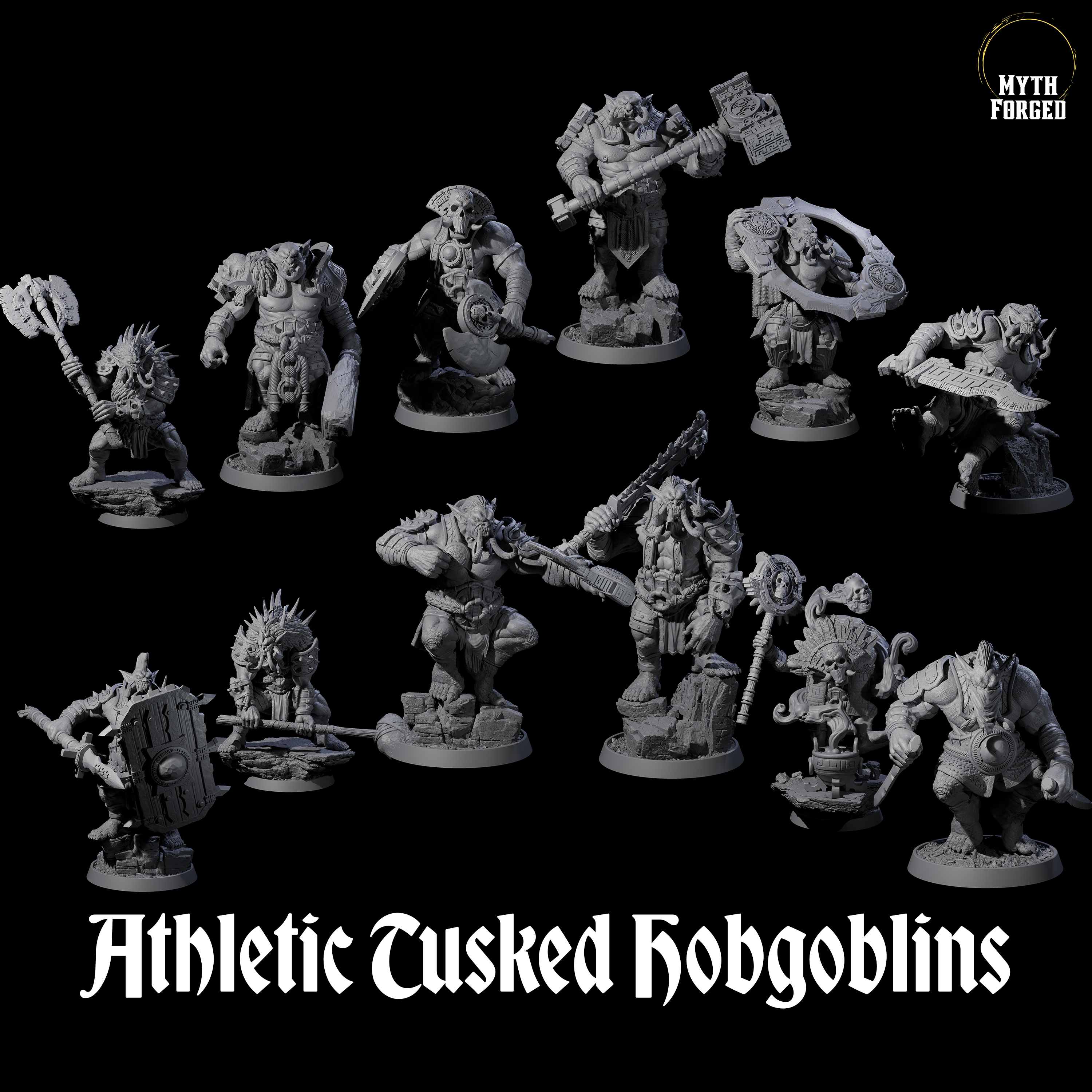 Athletic Tusked Hobgoblins Miniature for Dungeons and Dragons, Pathfinder or other TTRPGs