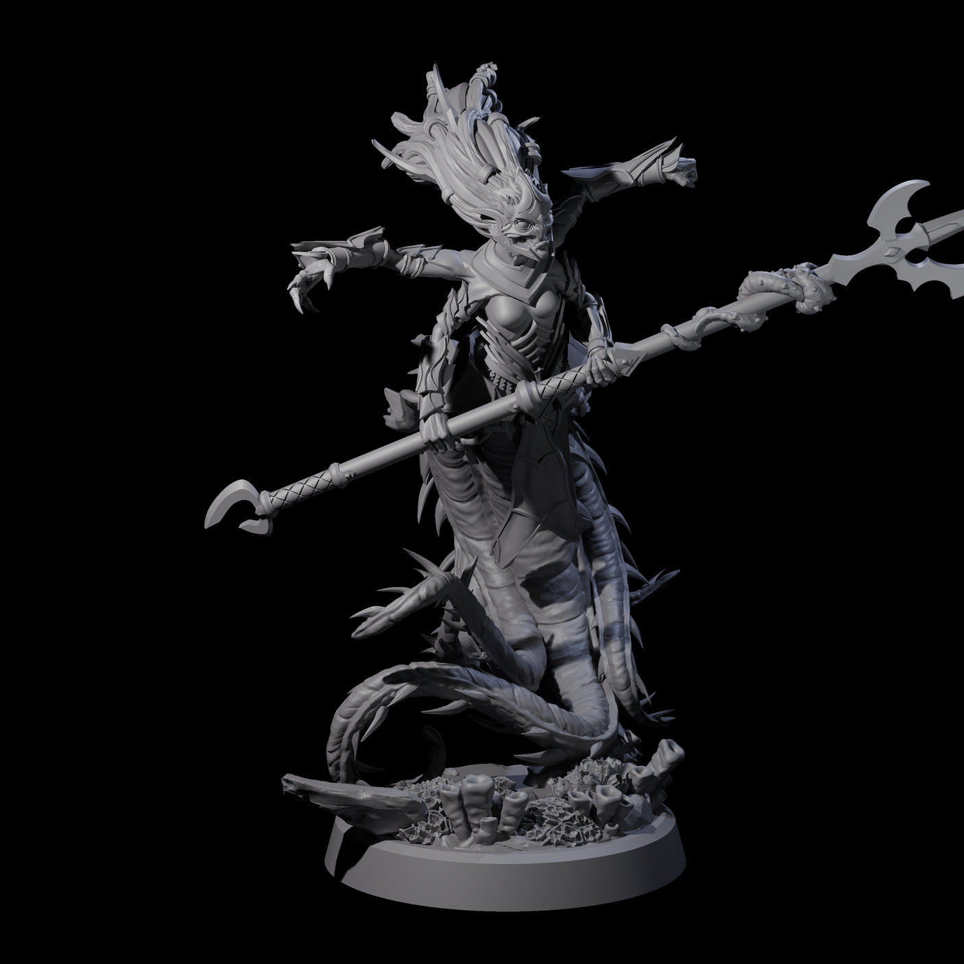 Attacking Deepsea Lamia A Miniature for Dungeons and Dragons, Pathfinder or other TTRPGs