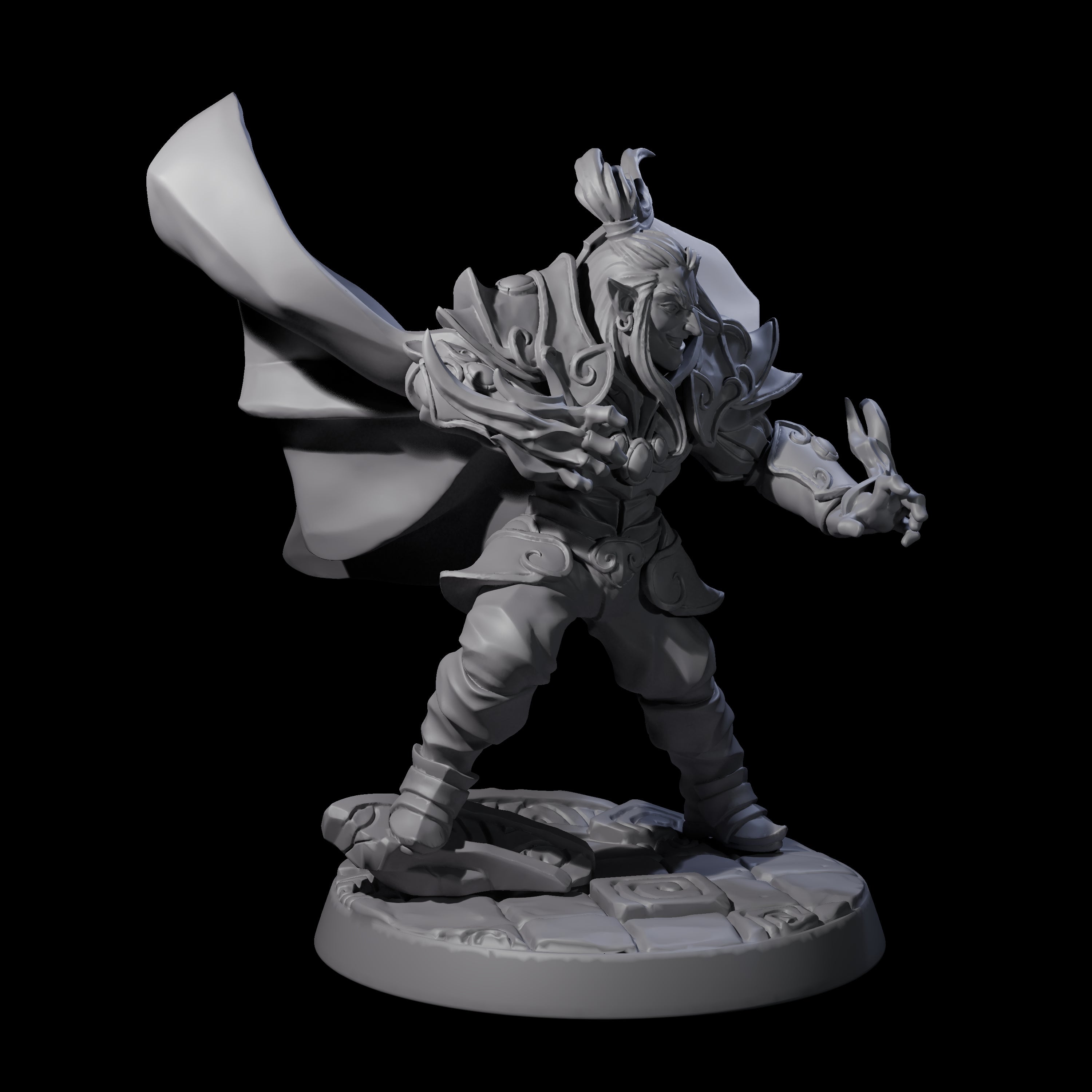 Attacking Drow Sorcerer Miniature for Dungeons and Dragons, Pathfinder or other TTRPGs