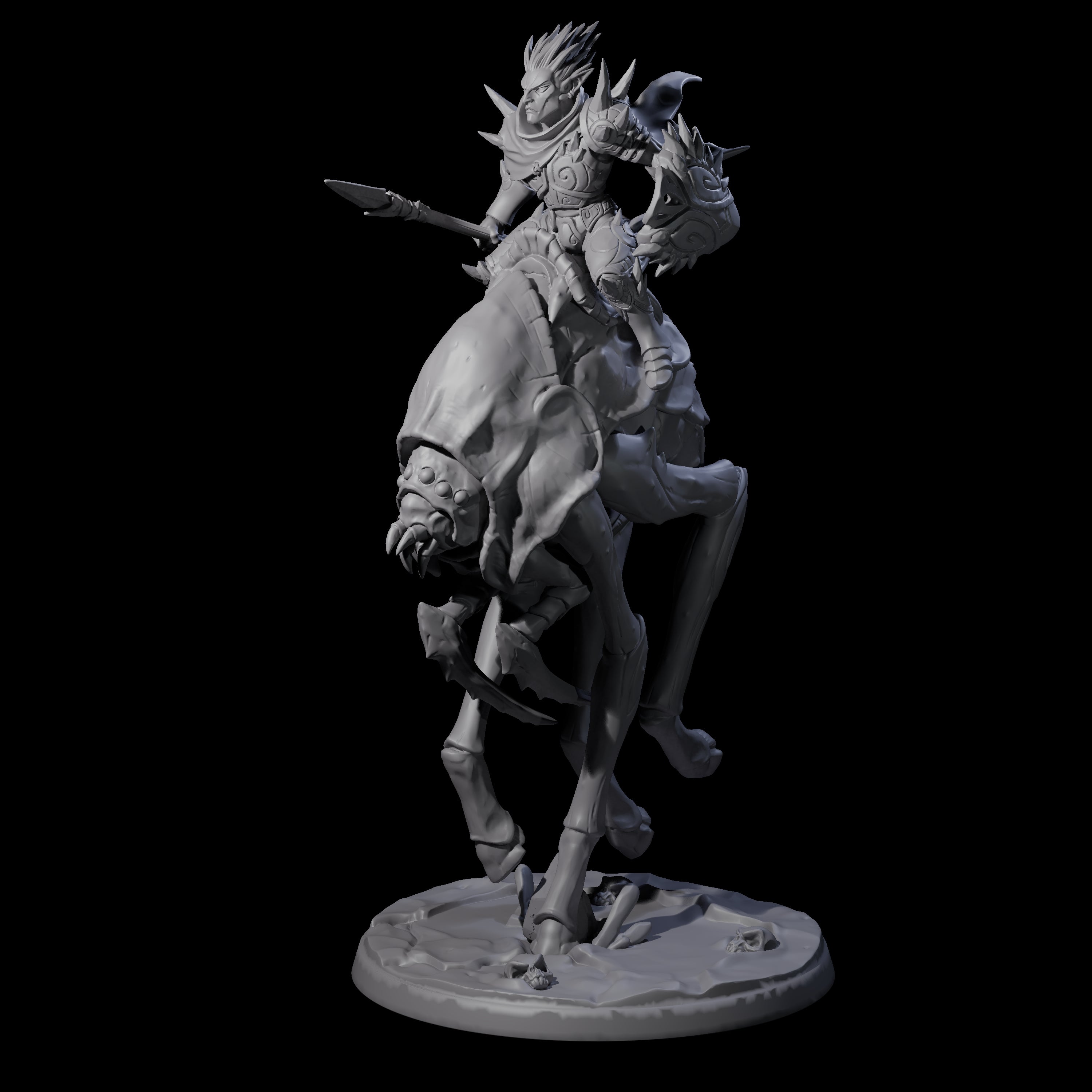 Attacking Drow Warrior on Underdark Ankheg B Miniature for Dungeons and Dragons, Pathfinder or other TTRPGs