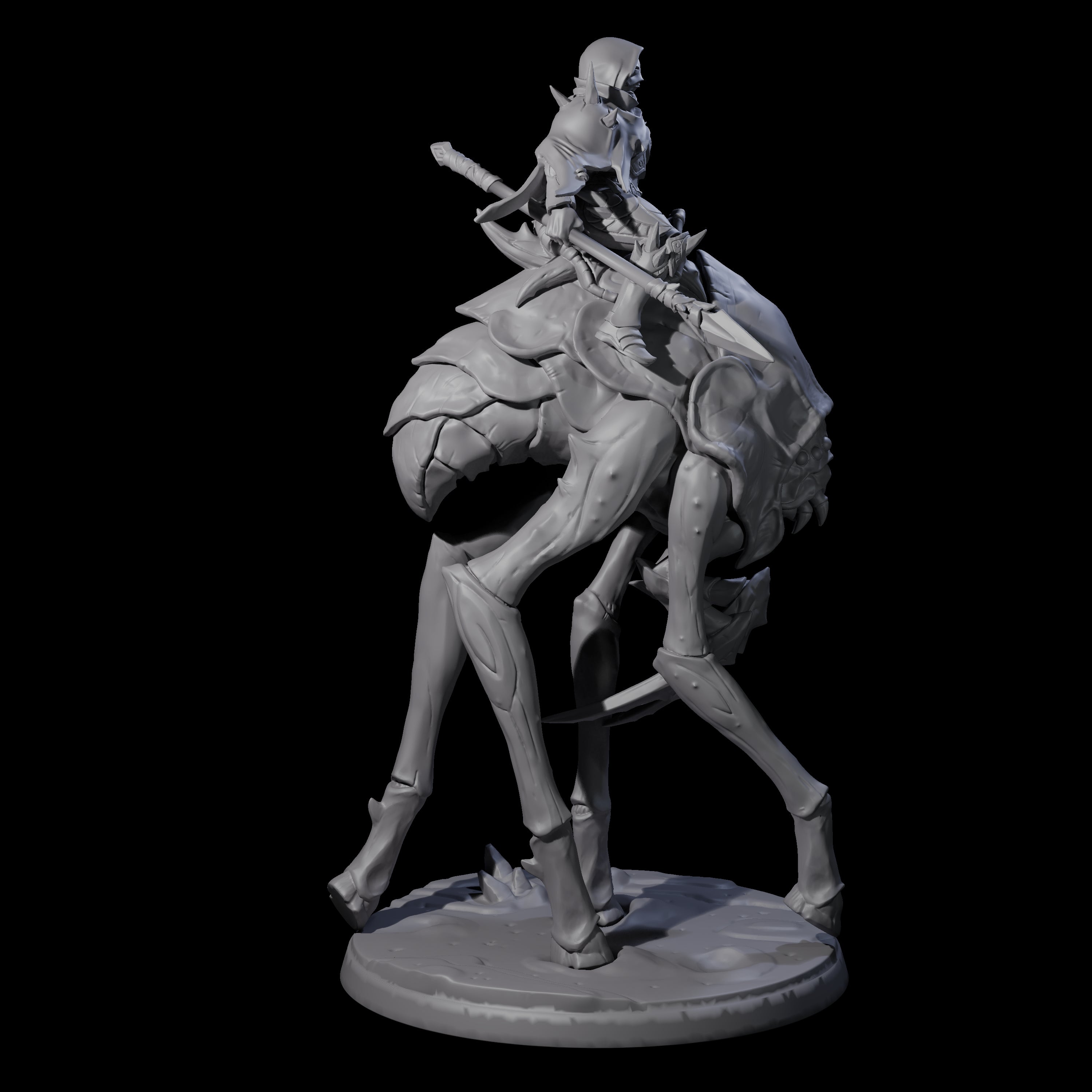 Attacking Drow Warrior on Underdark Ankheg C Miniature for Dungeons and Dragons, Pathfinder or other TTRPGs