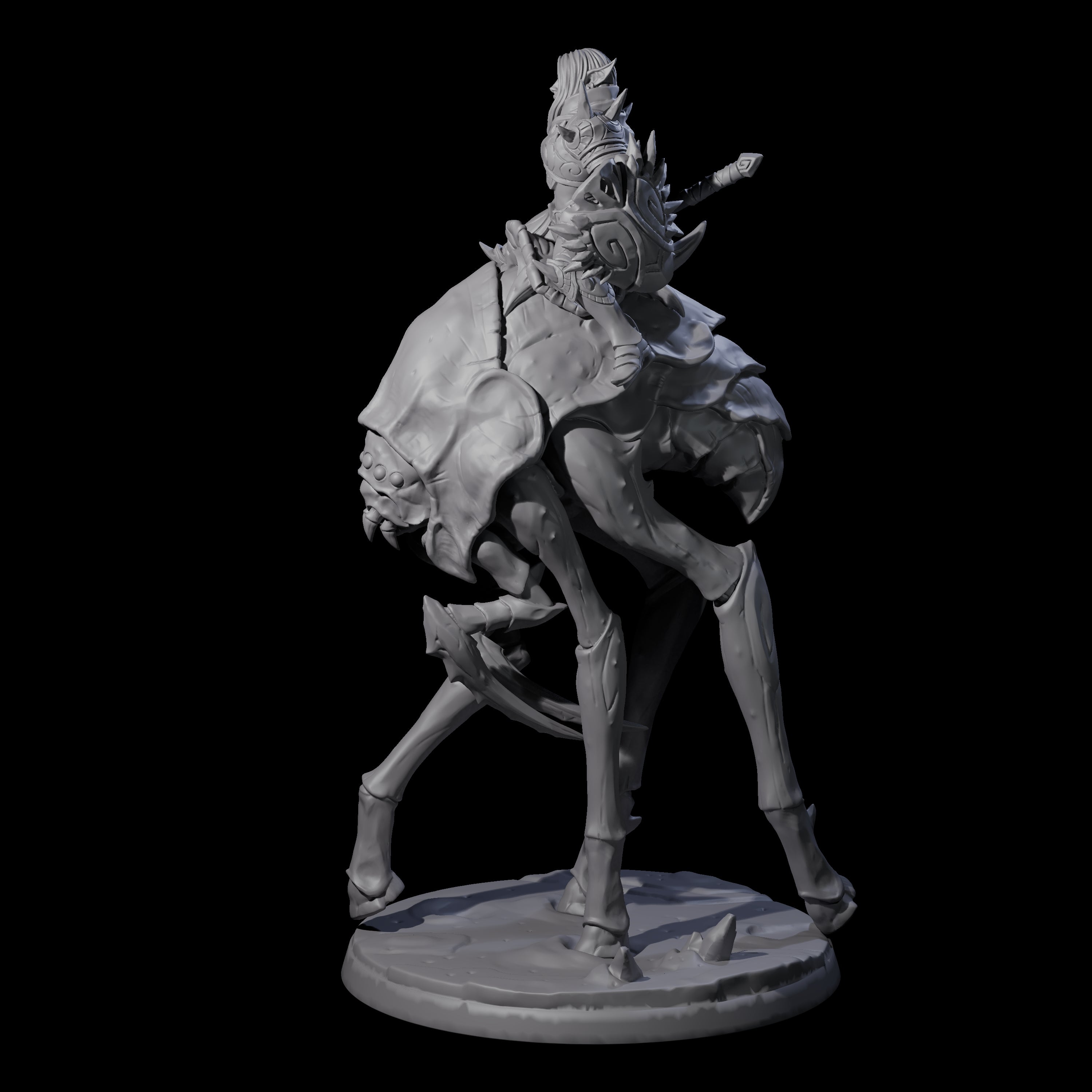 Attacking Drow Warrior on Underdark Ankheg C Miniature for Dungeons and Dragons, Pathfinder or other TTRPGs