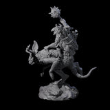 Attacking Goblin on Jackalope A Miniature for Dungeons and Dragons, Pathfinder or other TTRPGs