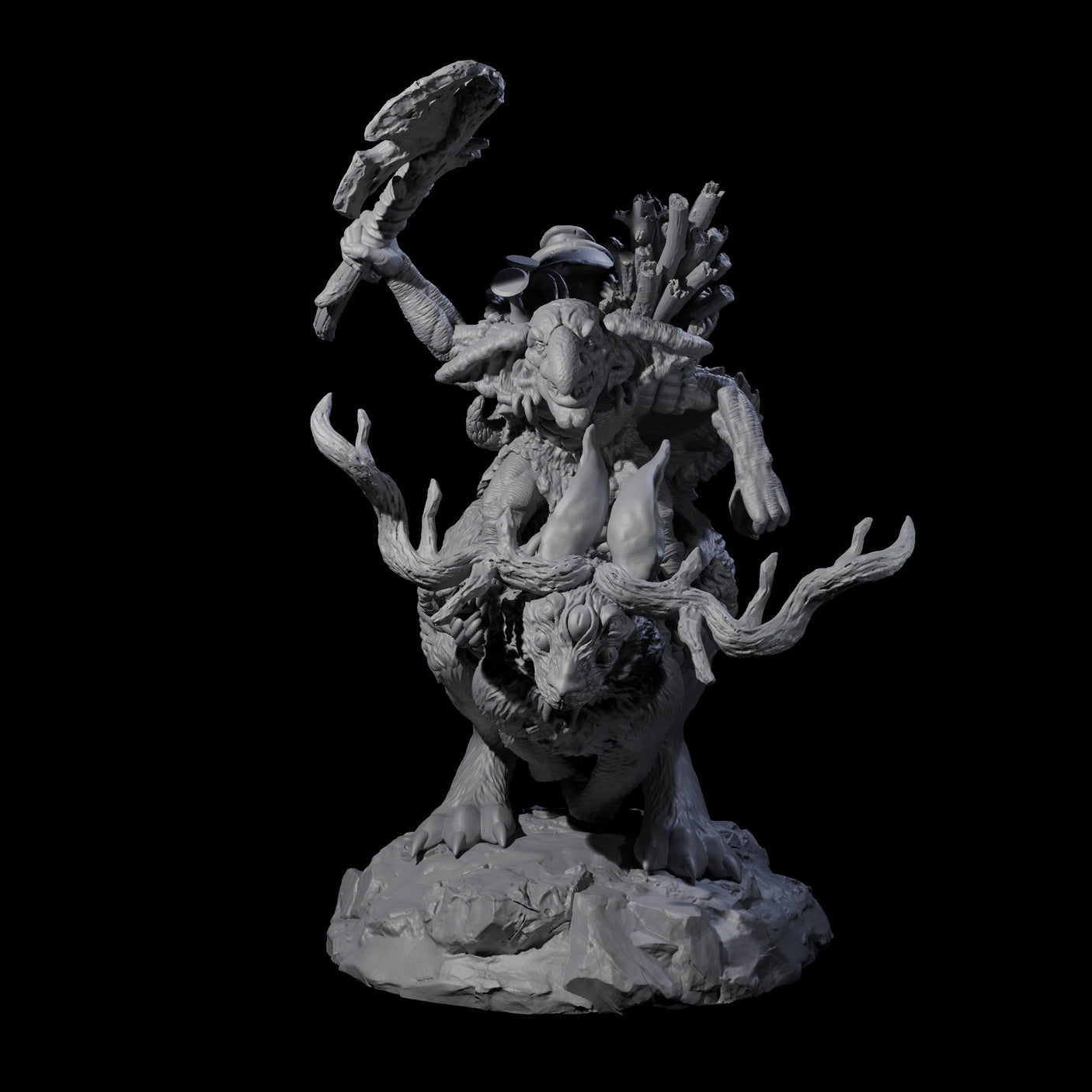 Attacking Goblin on Jackalope B Miniature for Dungeons and Dragons, Pathfinder or other TTRPGs