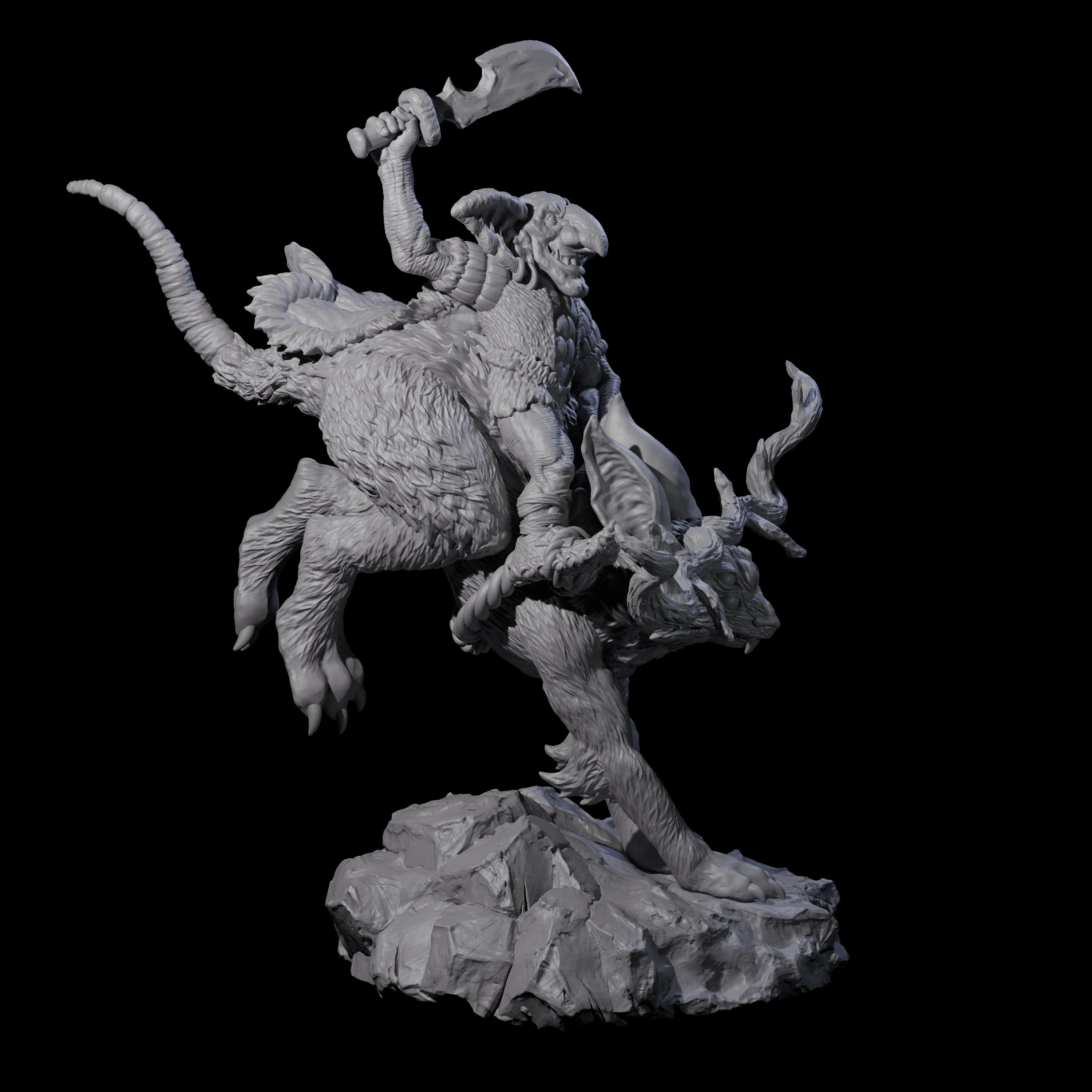 Attacking Goblin on Jackalope C Miniature for Dungeons and Dragons, Pathfinder or other TTRPGs