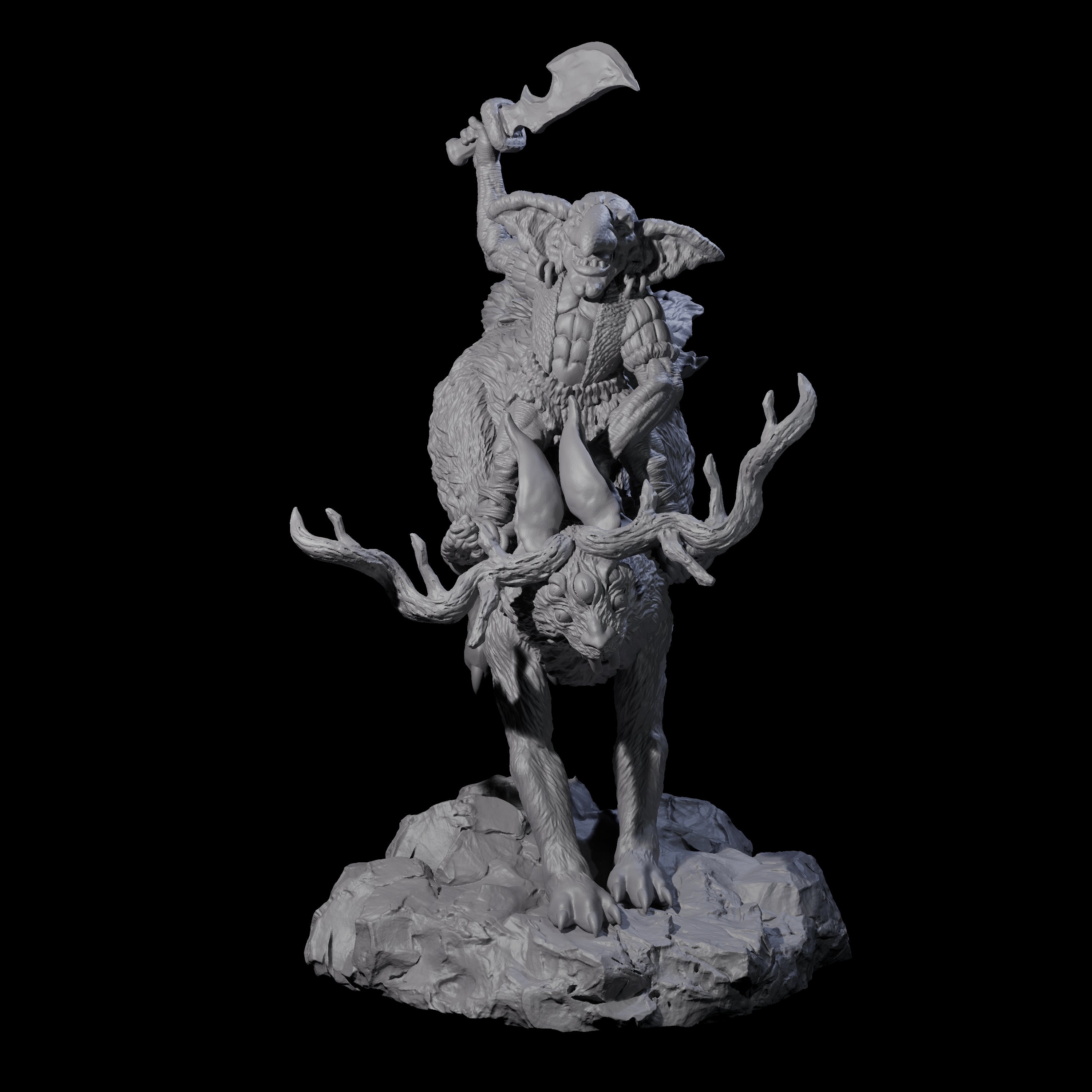 Attacking Goblin on Jackalope C Miniature for Dungeons and Dragons, Pathfinder or other TTRPGs