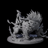 Attacking Hobgoblin Champion on Giant Hog Miniature for Dungeons and Dragons, Pathfinder or other TTRPGs