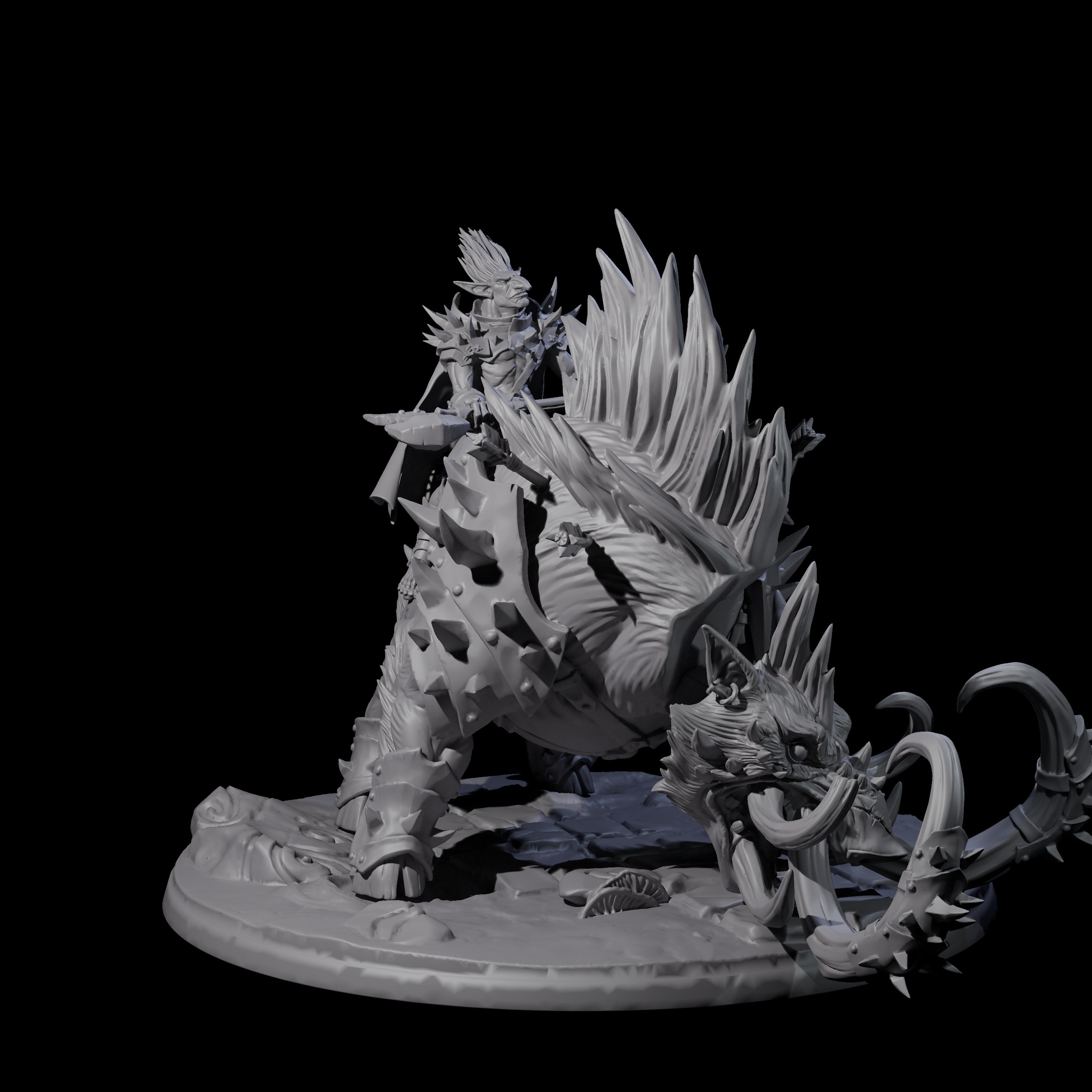 Attacking Hobgoblin Champion on Giant Hog Miniature for Dungeons and Dragons, Pathfinder or other TTRPGs