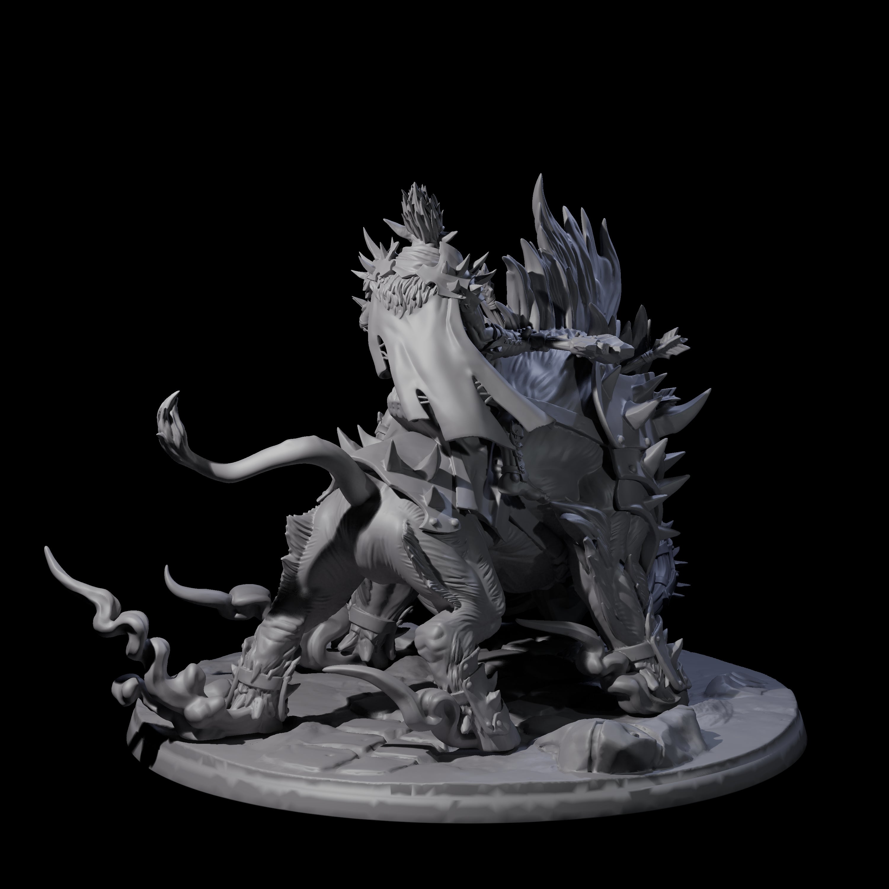 Attacking Hobgoblin Champion on Giant Hog Miniature for Dungeons and Dragons, Pathfinder or other TTRPGs