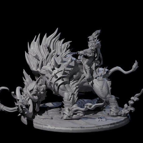 Attacking Hobgoblin Champion on Giant Hog Miniature for Dungeons and Dragons, Pathfinder or other TTRPGs