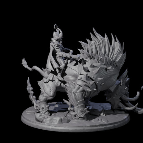 Attacking Hobgoblin Champion on Giant Hog Miniature for Dungeons and Dragons, Pathfinder or other TTRPGs