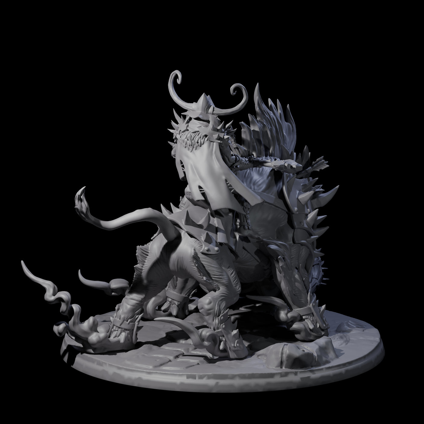 Attacking Hobgoblin Champion on Giant Hog Miniature for Dungeons and Dragons, Pathfinder or other TTRPGs