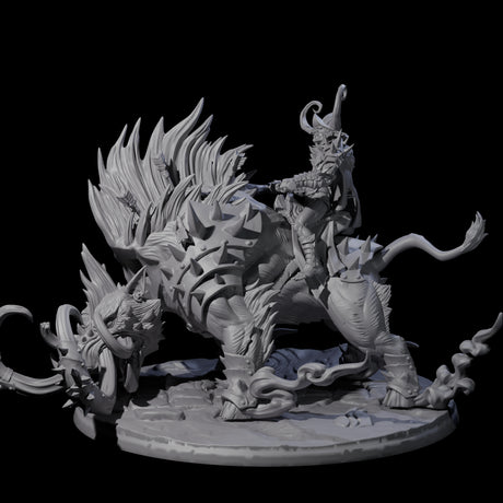 Attacking Hobgoblin Champion on Giant Hog Miniature for Dungeons and Dragons, Pathfinder or other TTRPGs