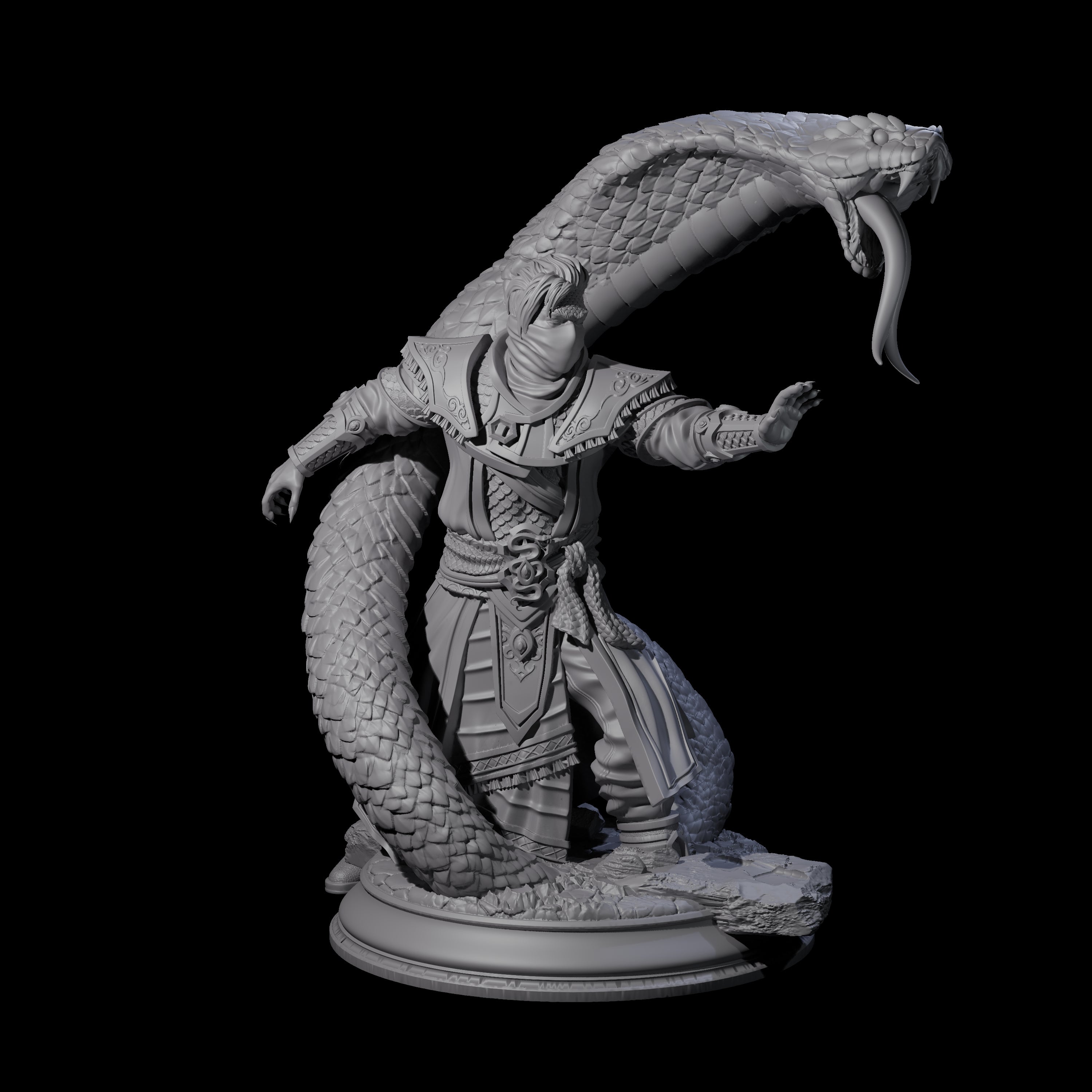 Attacking Snake Charmer Miniature for Dungeons and Dragons, Pathfinder or other TTRPGs