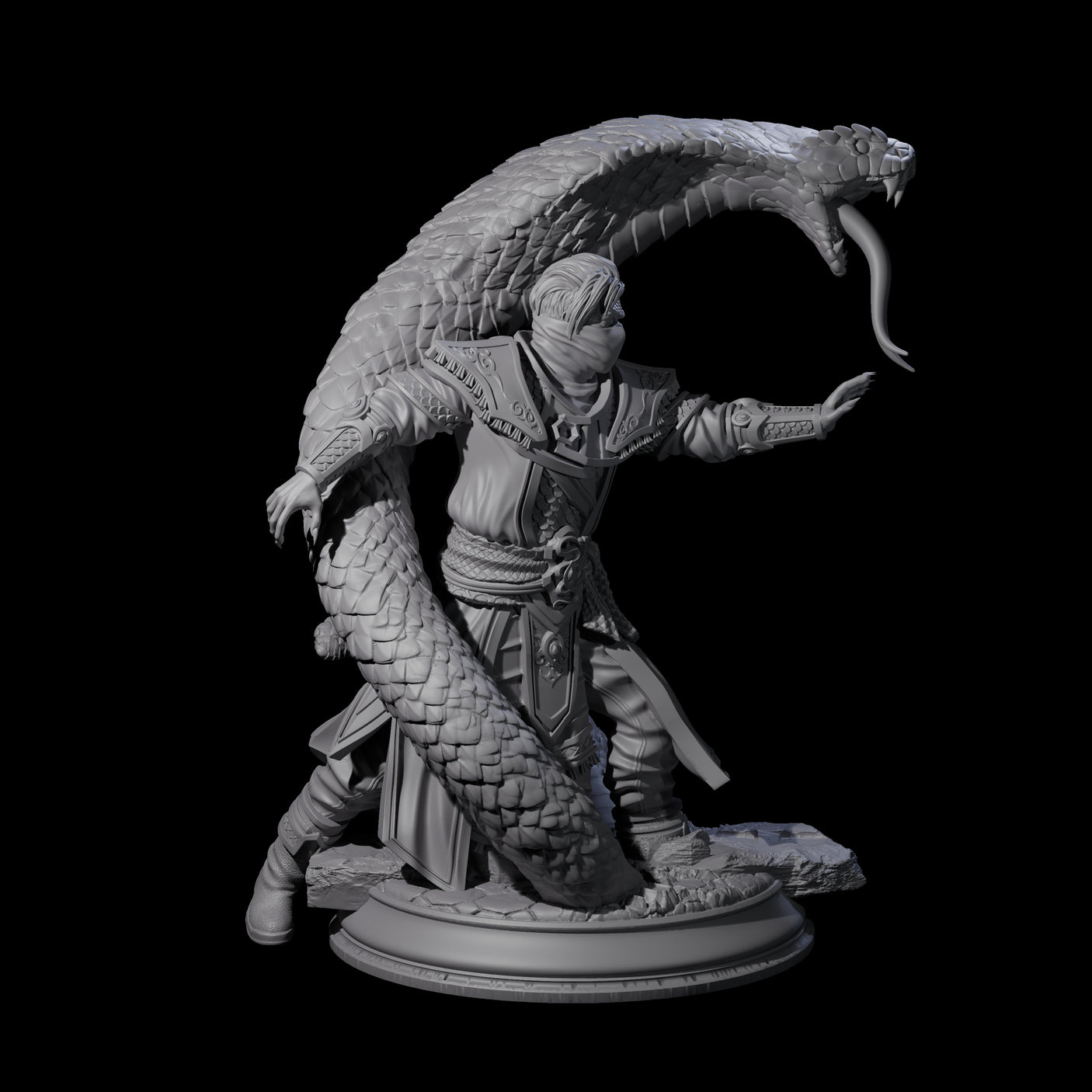 Attacking Snake Charmer Miniature for Dungeons and Dragons, Pathfinder or other TTRPGs