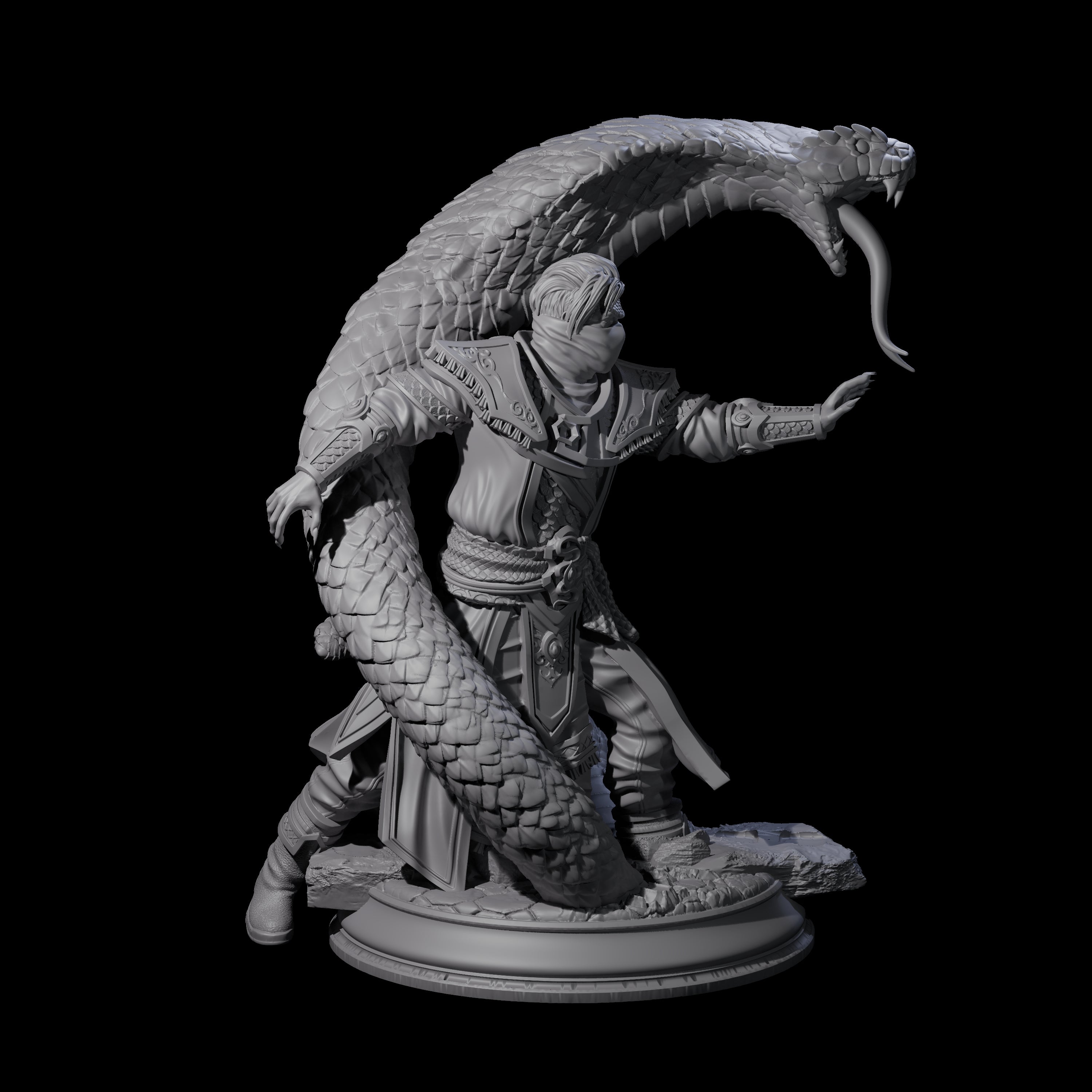 Attacking Snake Charmer Miniature for Dungeons and Dragons, Pathfinder or other TTRPGs