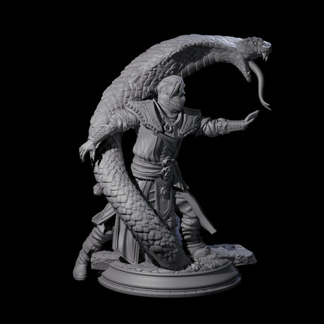 Attacking Snake Charmer Miniature for Dungeons and Dragons, Pathfinder or other TTRPGs
