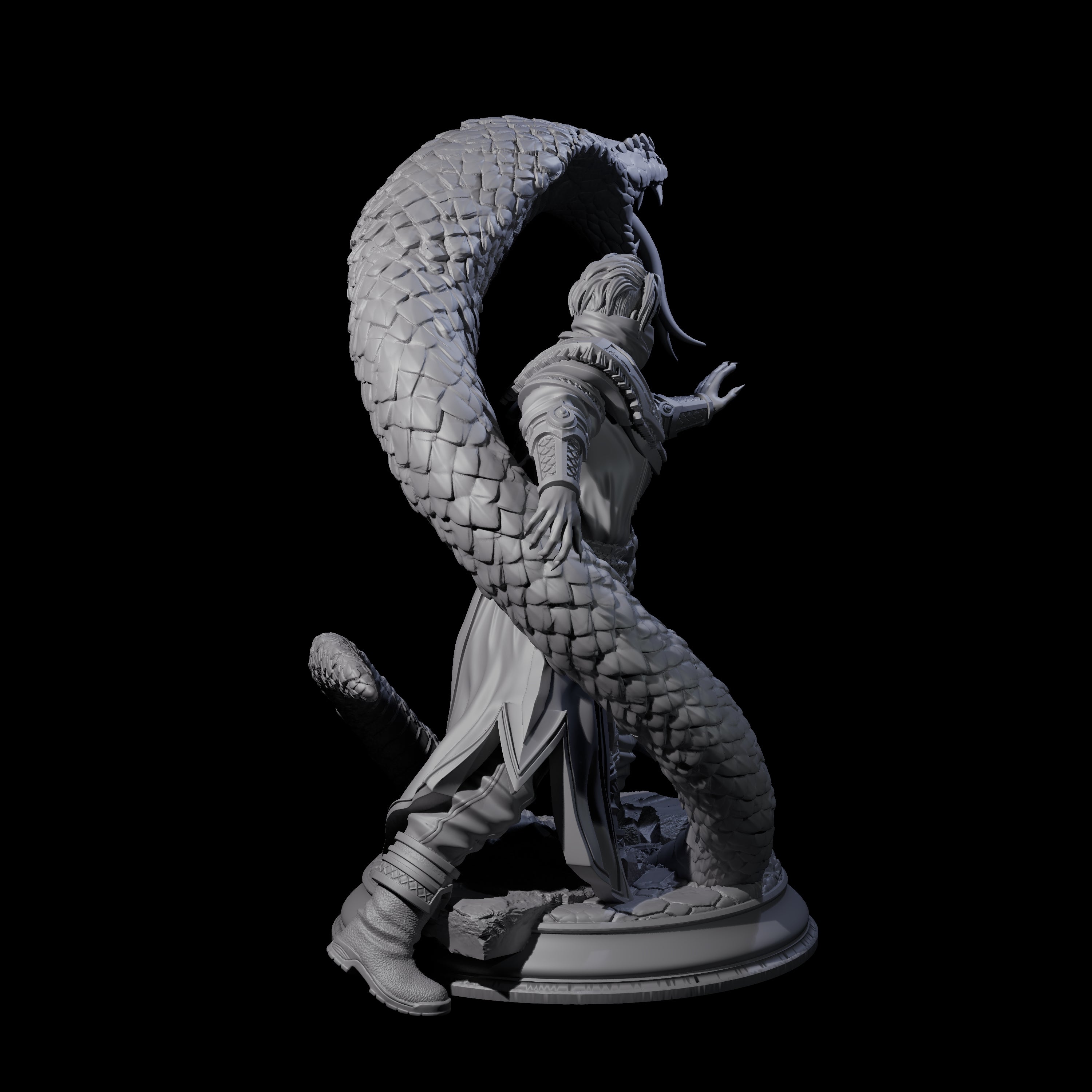Attacking Snake Charmer Miniature for Dungeons and Dragons, Pathfinder or other TTRPGs