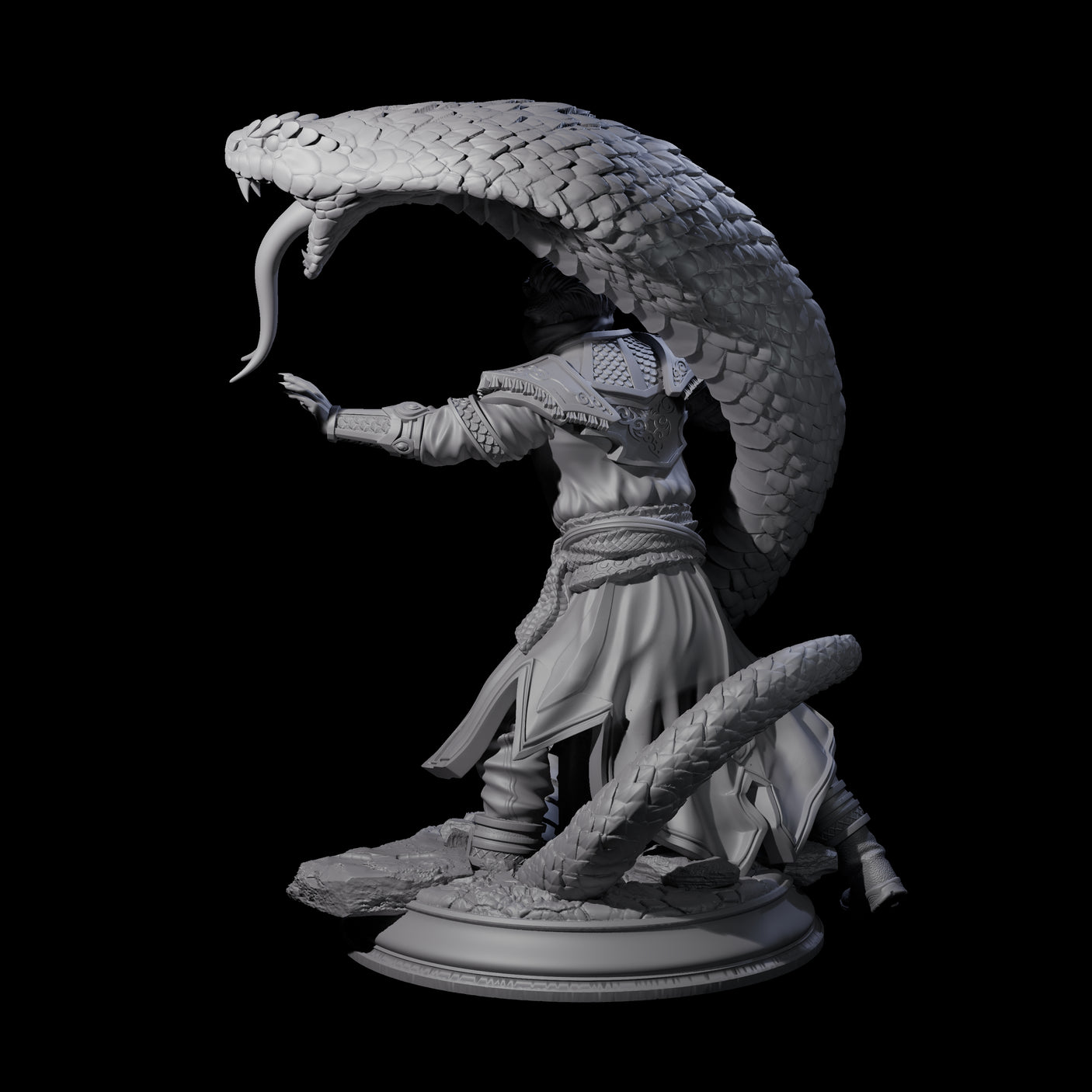 Attacking Snake Charmer Miniature for Dungeons and Dragons, Pathfinder or other TTRPGs