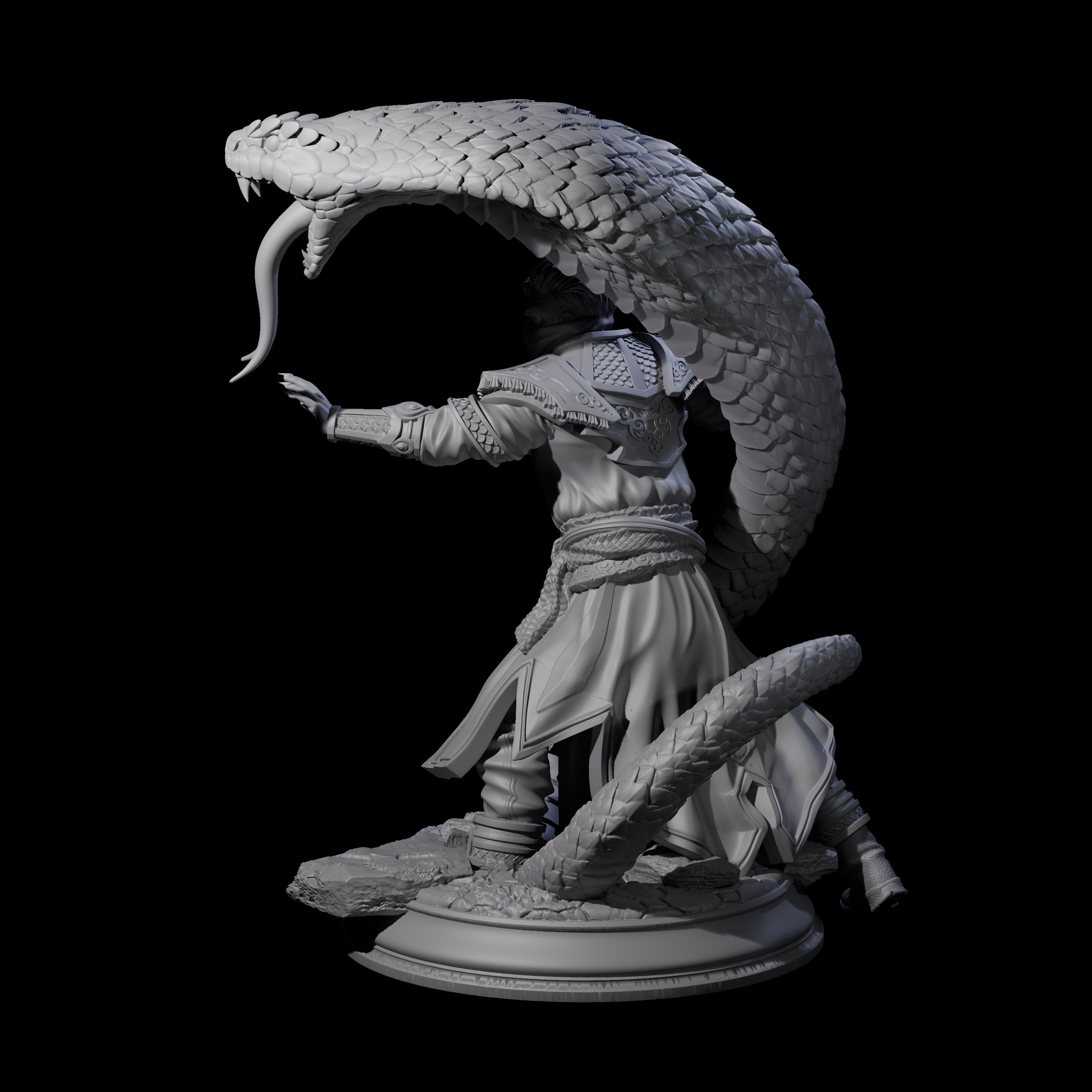 Attacking Snake Charmer Miniature for Dungeons and Dragons, Pathfinder or other TTRPGs