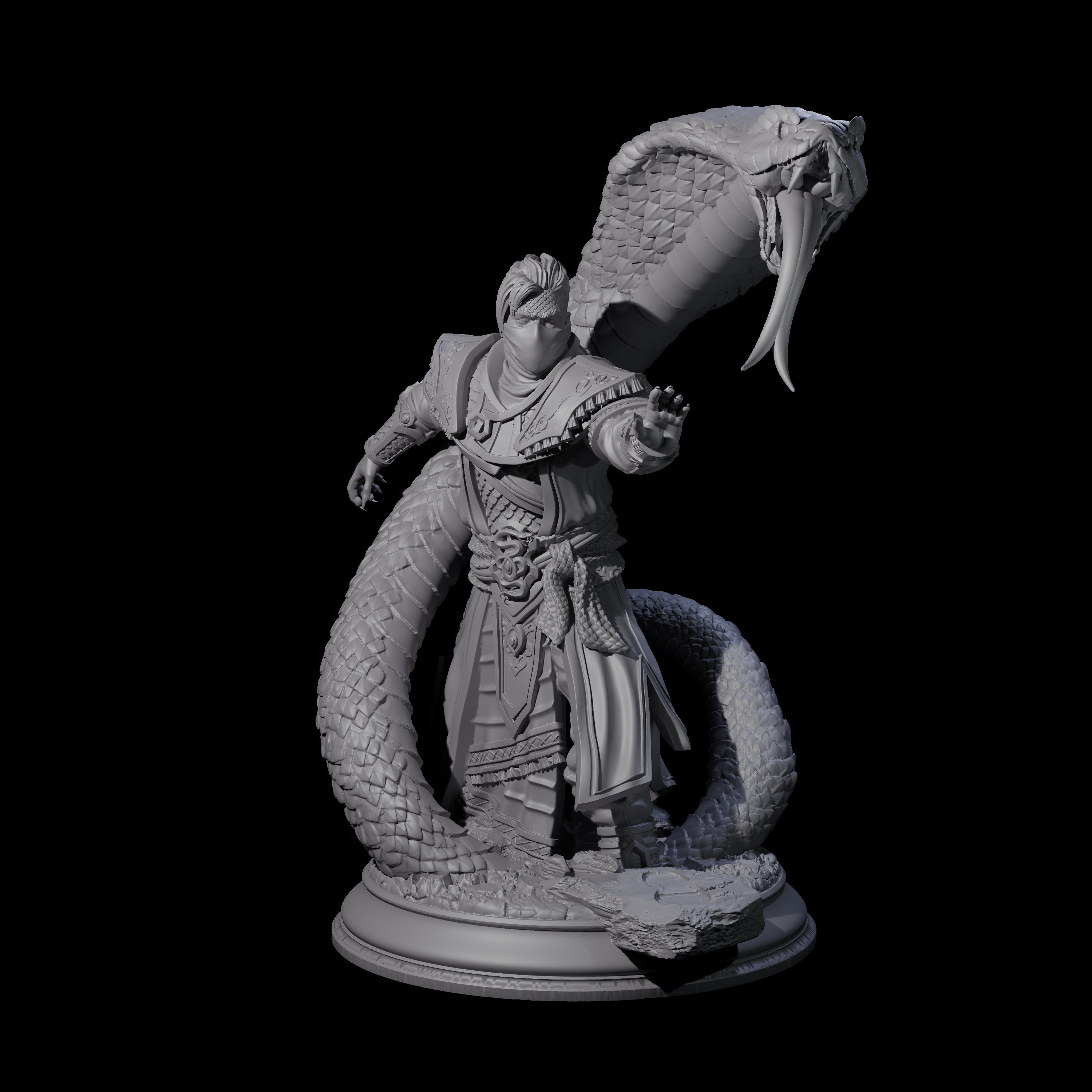 Attacking Snake Charmer Miniature for Dungeons and Dragons, Pathfinder or other TTRPGs