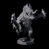 Attacking Triceratops Warrior A Miniature for Dungeons and Dragons, Pathfinder or other TTRPGs