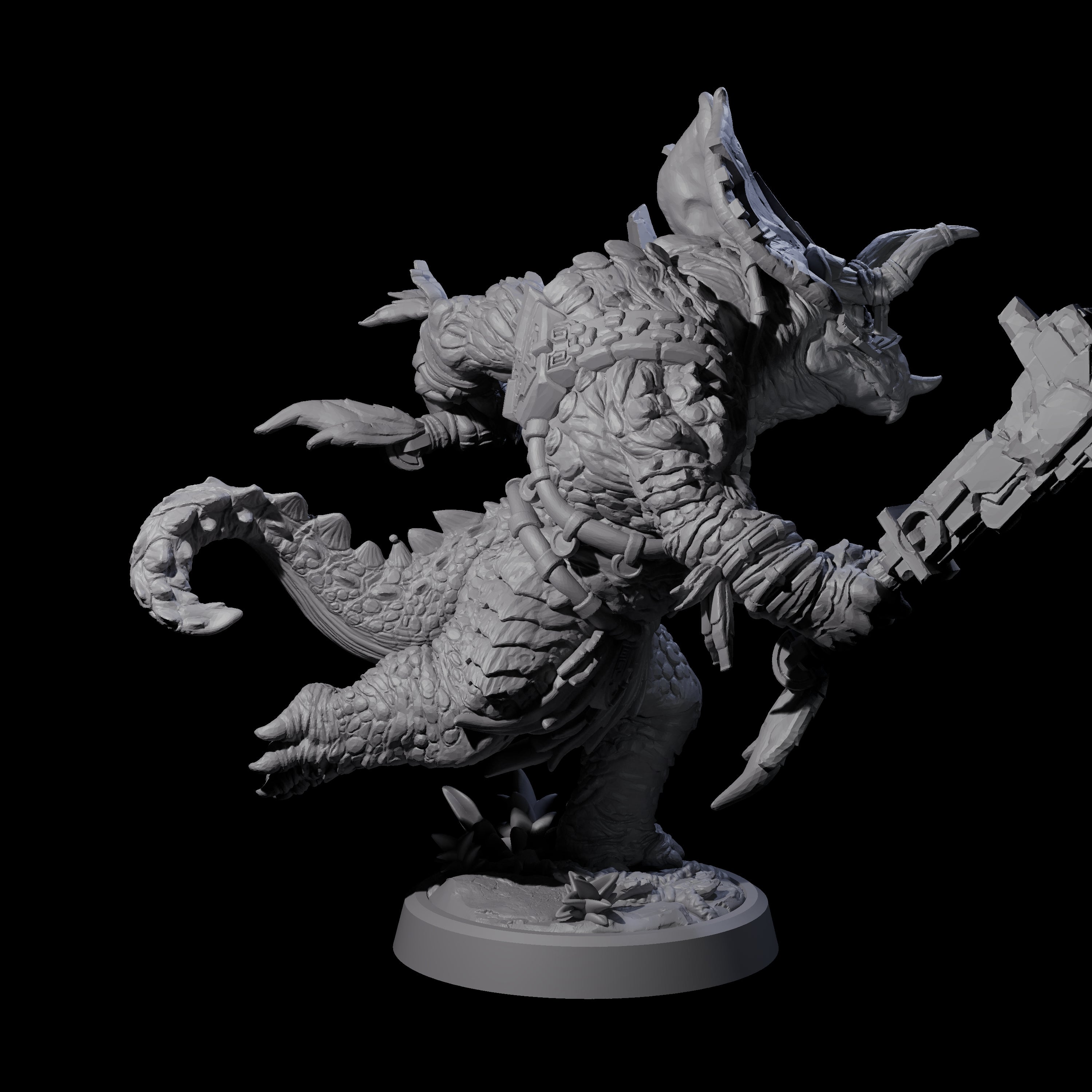 Attacking Triceratops Warrior A Miniature for Dungeons and Dragons, Pathfinder or other TTRPGs